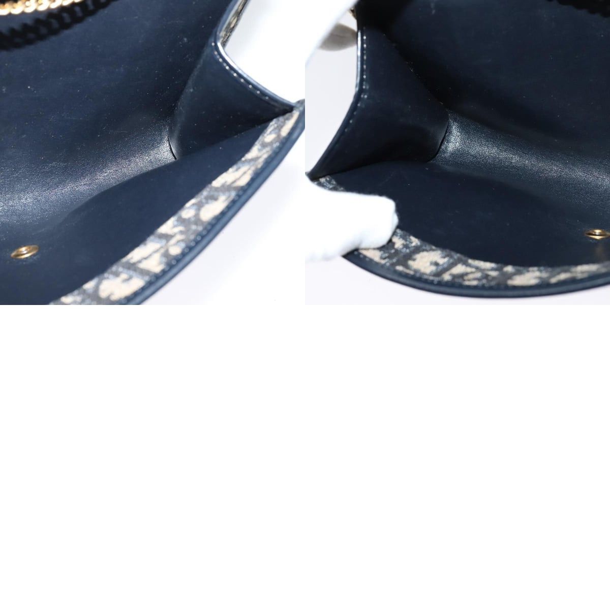 Dior DIOR Trotter Canvas Chain Shoulder Bag Navy Gold Size ONE SIZE - 12 Thumbnail