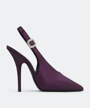 Saint Laurent Paris oc11z1125 Yasmeen Slingback Pumps Shantung Dark Purple Size US 6 / IT 36 - 1 Thumbnail