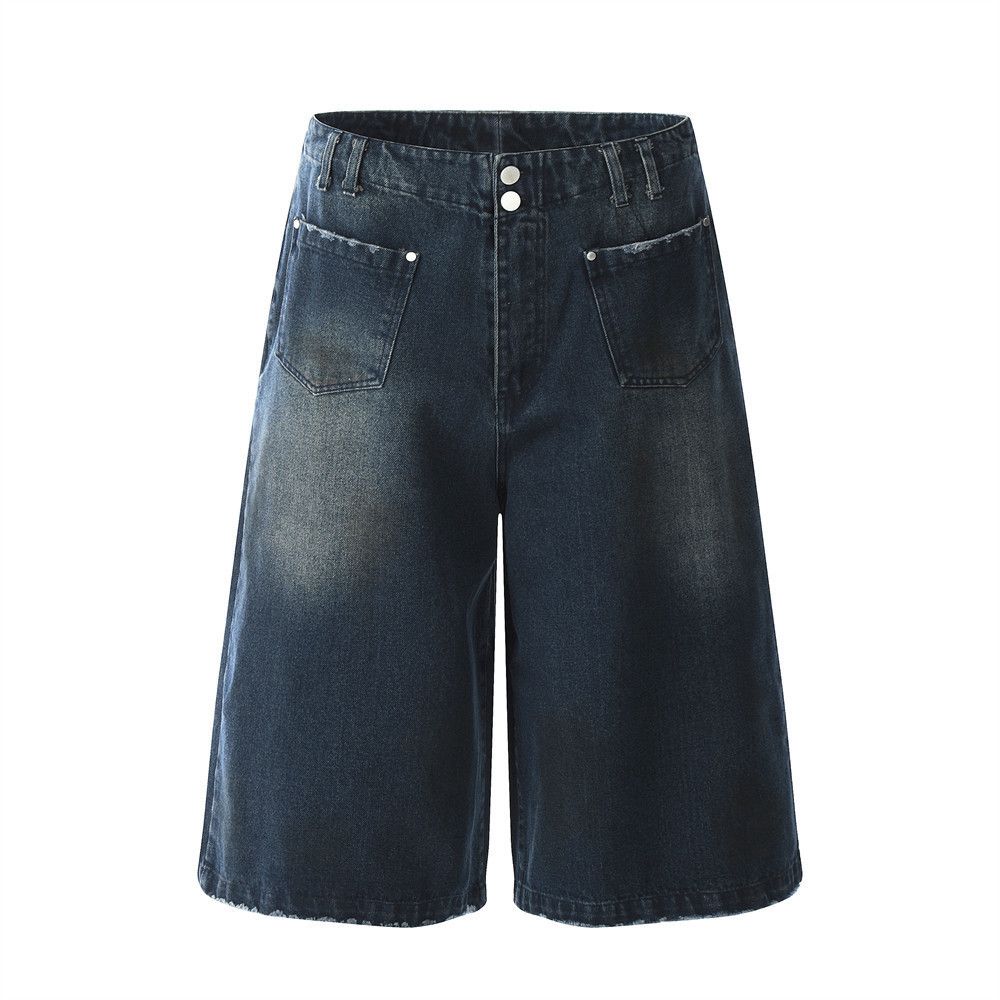 Japanese Brand × Jean Men's loose distressed washed straight denim shorts Size US 32 / EU 48 - 1 Thumbnail