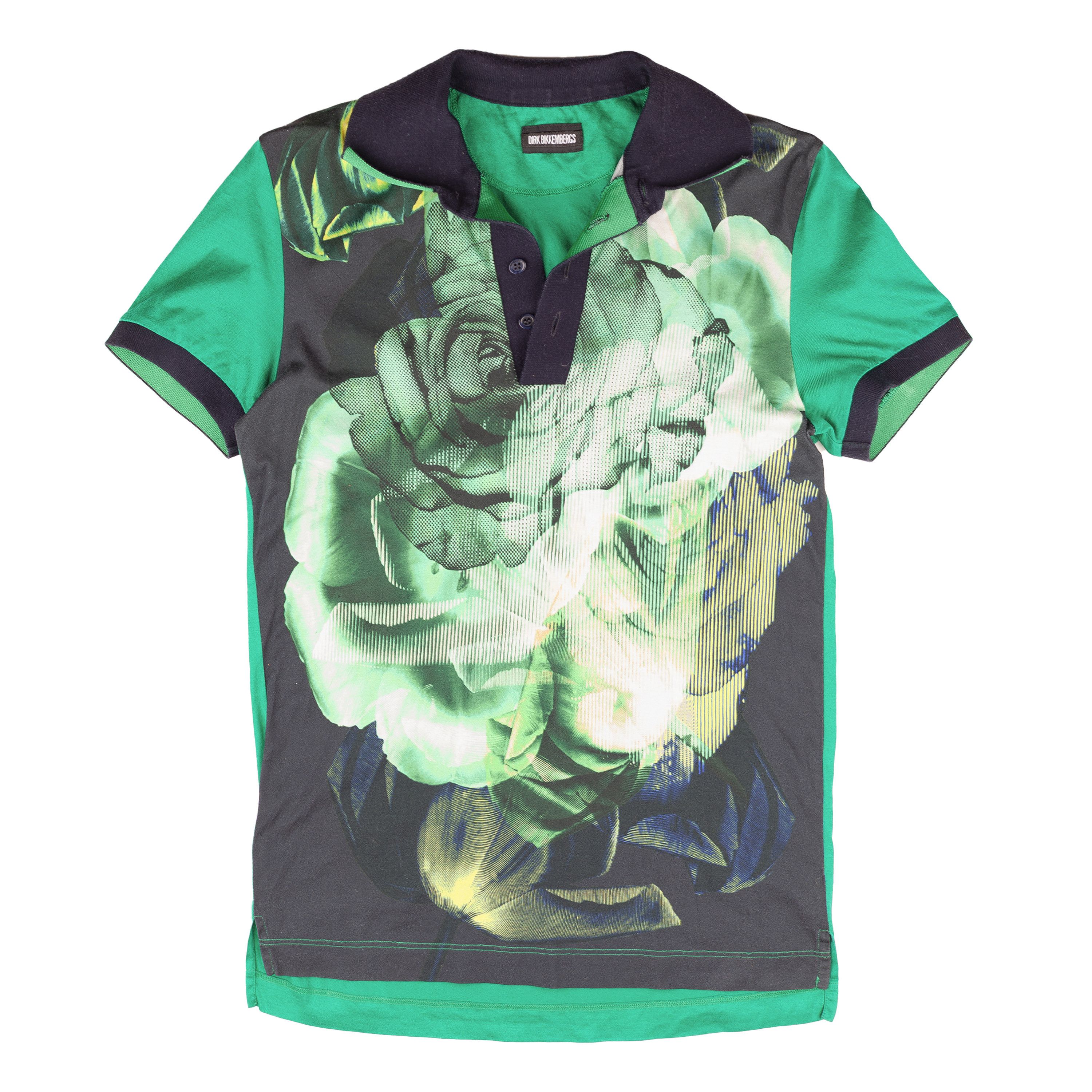 Dirk Bikkembergs Dirk Bikkembergs Vintage Green Flower Polo Shirt Top Size US S / EU 44-46 / 1 - 1 Thumbnail