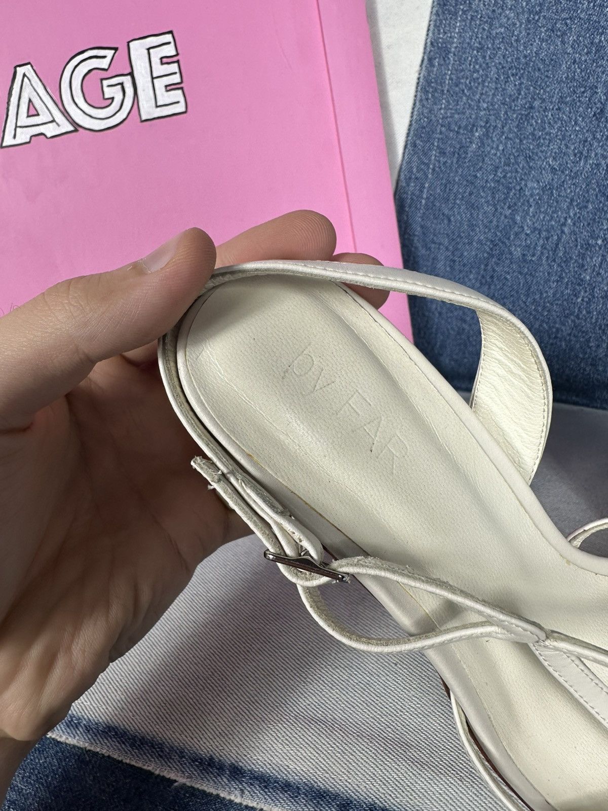 By Far By Far Handmade Heels Sandals Shoes White Thin Strap Leather Size US 8 / IT 38 - 10 Thumbnail