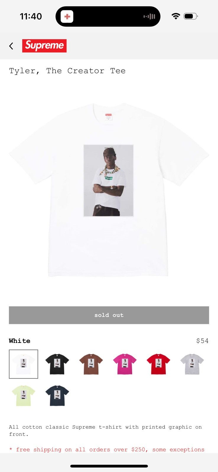 Supreme × Tyler The Creator Supreme Tyler the Creator Tee White 