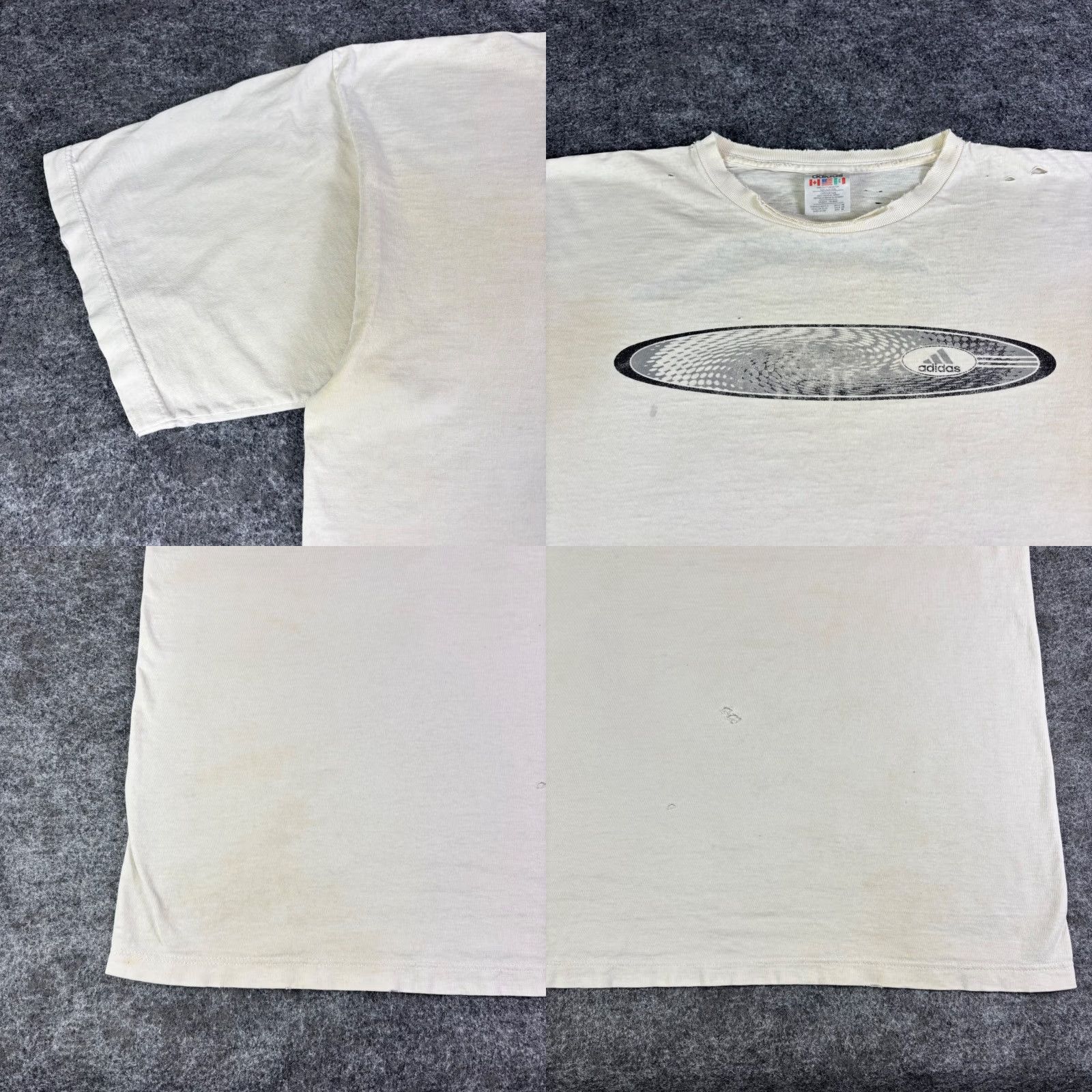 Adidas Vtg Adidas TShirt Mens XL White Graphic Print Distressed Logo Tee 90s Y2K Size US XL / EU 56 / 4 - 8 Thumbnail