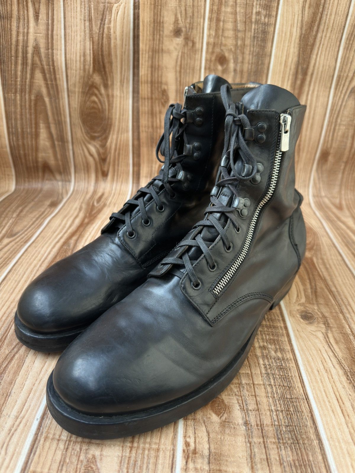 Barneys New York × Officine Creative Officine Creative x Barneys New York Black ZipUp Combat Boot Size US 11 / EU 44 - 1 Thumbnail