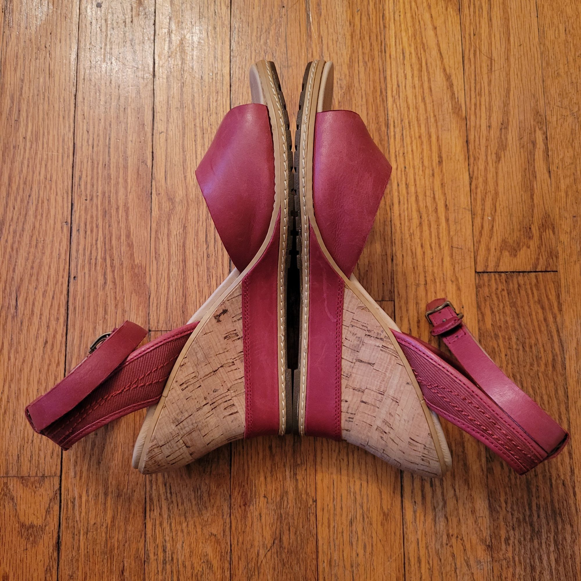 Timberland Timberland Earthkeepers Red Leather Cork Wedge Sandals 10 Op Size US 10 / IT 40 - 6 Thumbnail