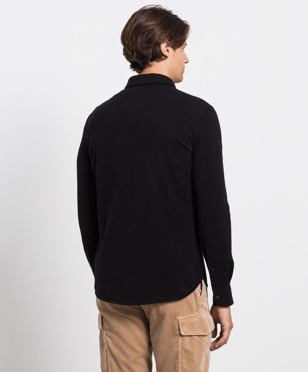 Brunello Cucinelli o1w1db10326 Wool Cashmere Silk Shirt in Black Size US S / EU 44-46 / 1 - 4 Thumbnail