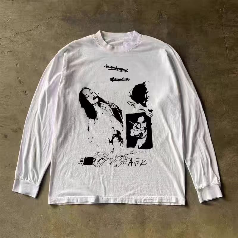 Vintage White Washed Vintage Hip-Hop Print Long-Sleeve T-Shirt Size US M / EU 48-50 / 2 - 1 Thumbnail