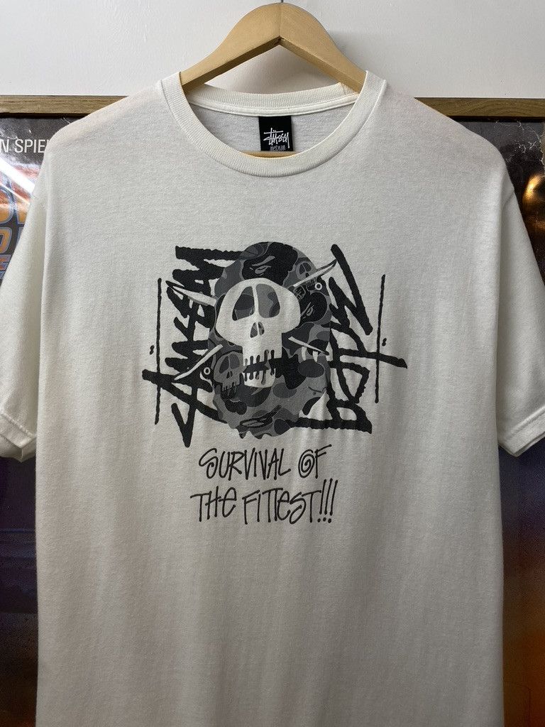 Bape × Stussy 2010 Bape x Stussy Survival Of The Fittest T Shirt Size US M / EU 48-50 / 2 - 5 Thumbnail