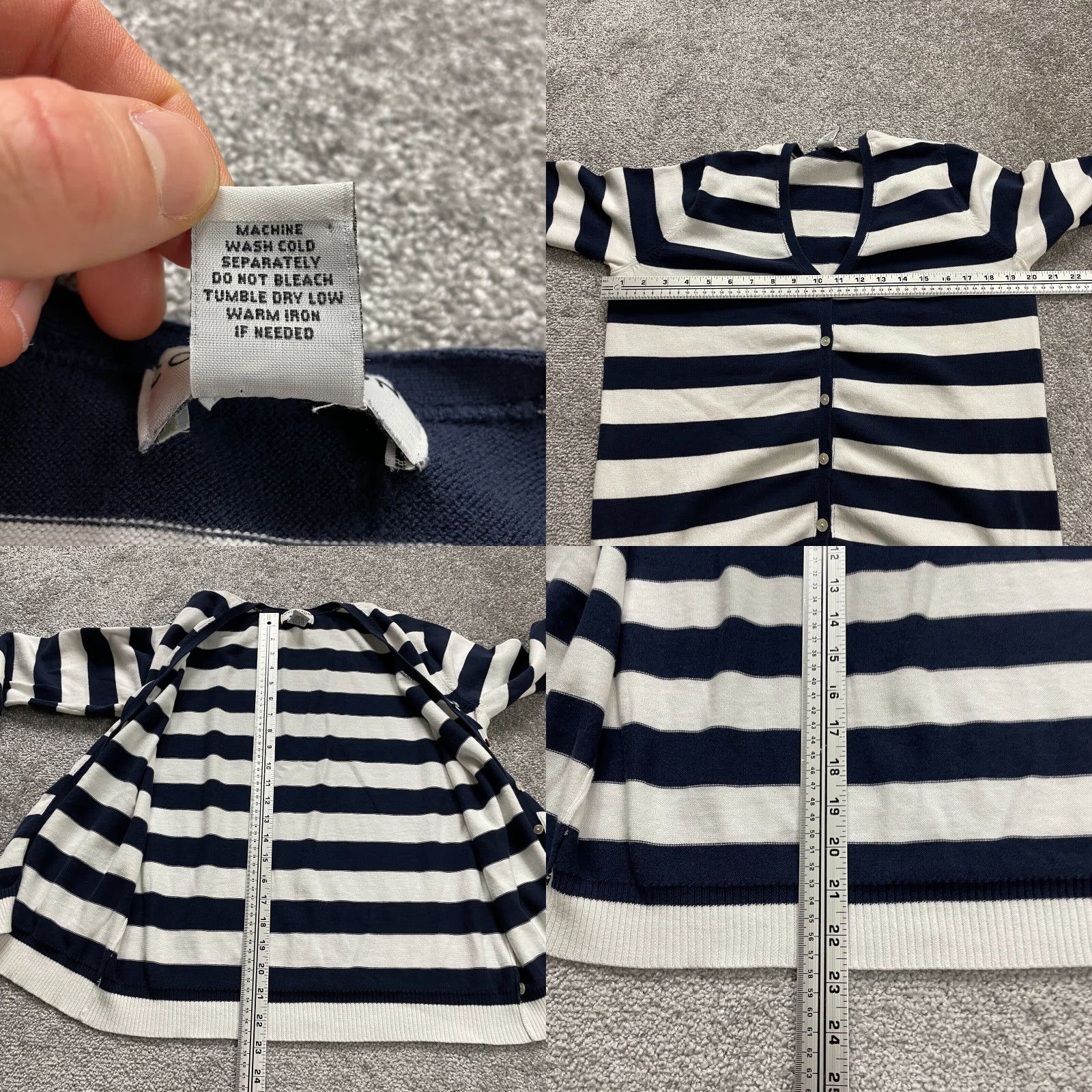 Vintage Covington Cardigan Sweater Womens Large Blue Striped V-Neck Button Knit All Seasons Size L / US 10 / IT 46 - 8 Thumbnail