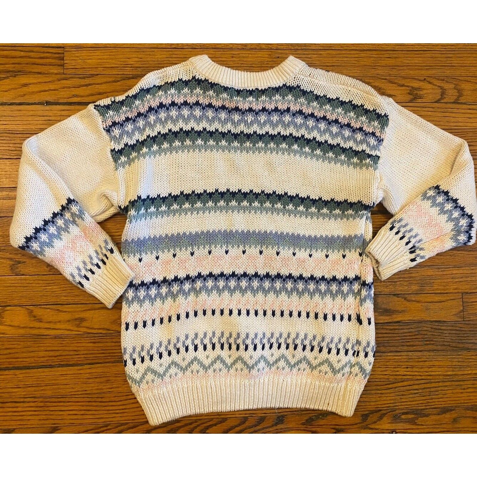 Other VTG 62 East Women's Knit Sweater Floral Striped Medium Blue Size M / US 6-8 / IT 42-44 - 3 Thumbnail
