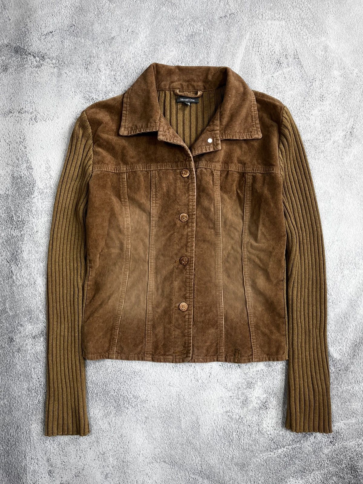Vintage Vintage Y2K Faded corduroy knitted jacket Japanese Size M / US 6-8 / IT 42-44 - 1 Thumbnail