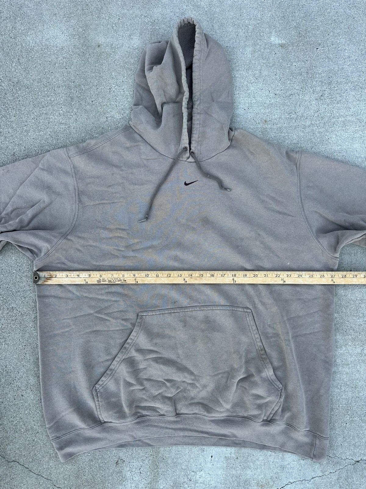 Nike × Vintage Vintage Y2K Nike Center Swoosh Hoodie Beige STAINS XXL Size US XXL / EU 58 / 5 - 6 Thumbnail