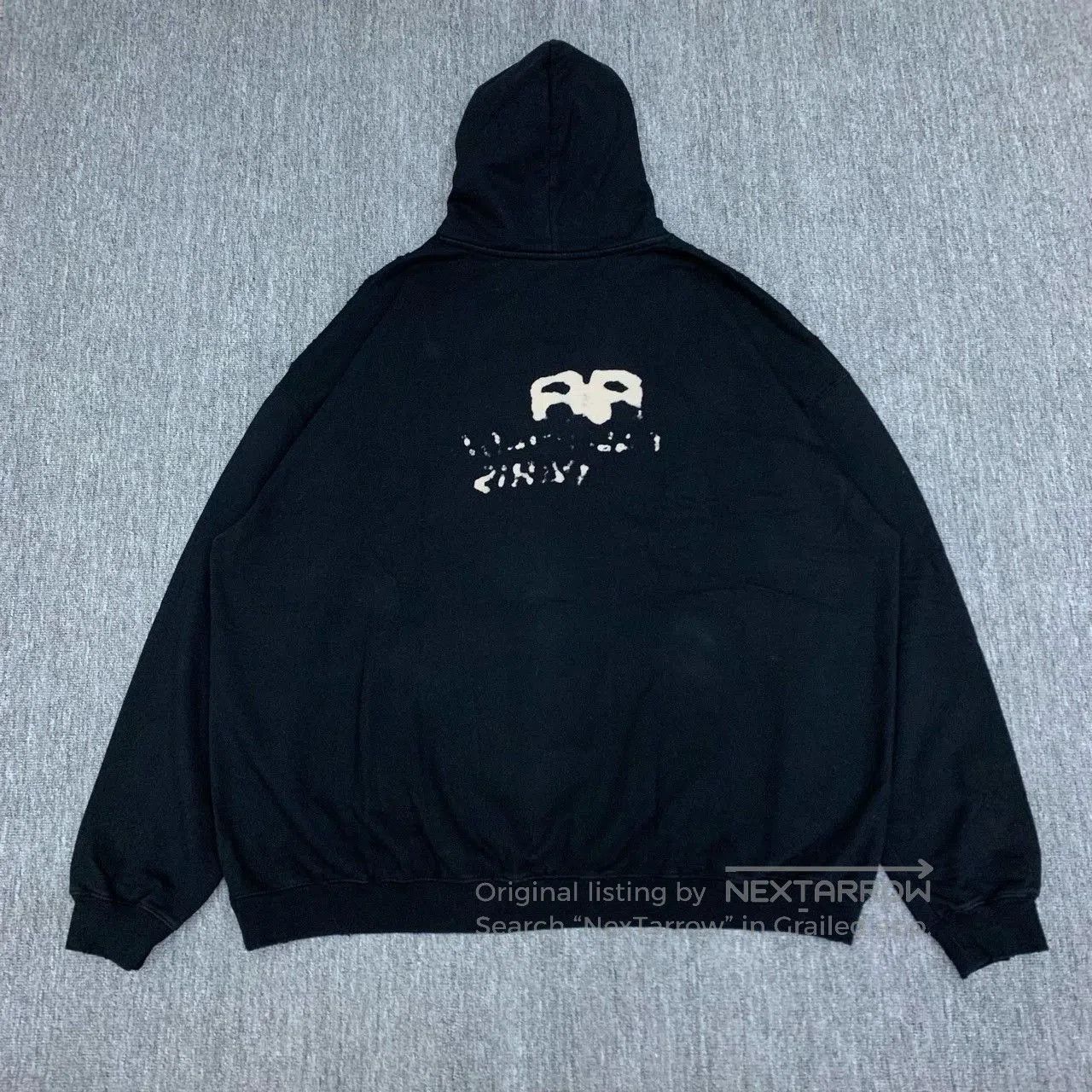 Balenciaga Black Graffiti Distressed Hoodie.