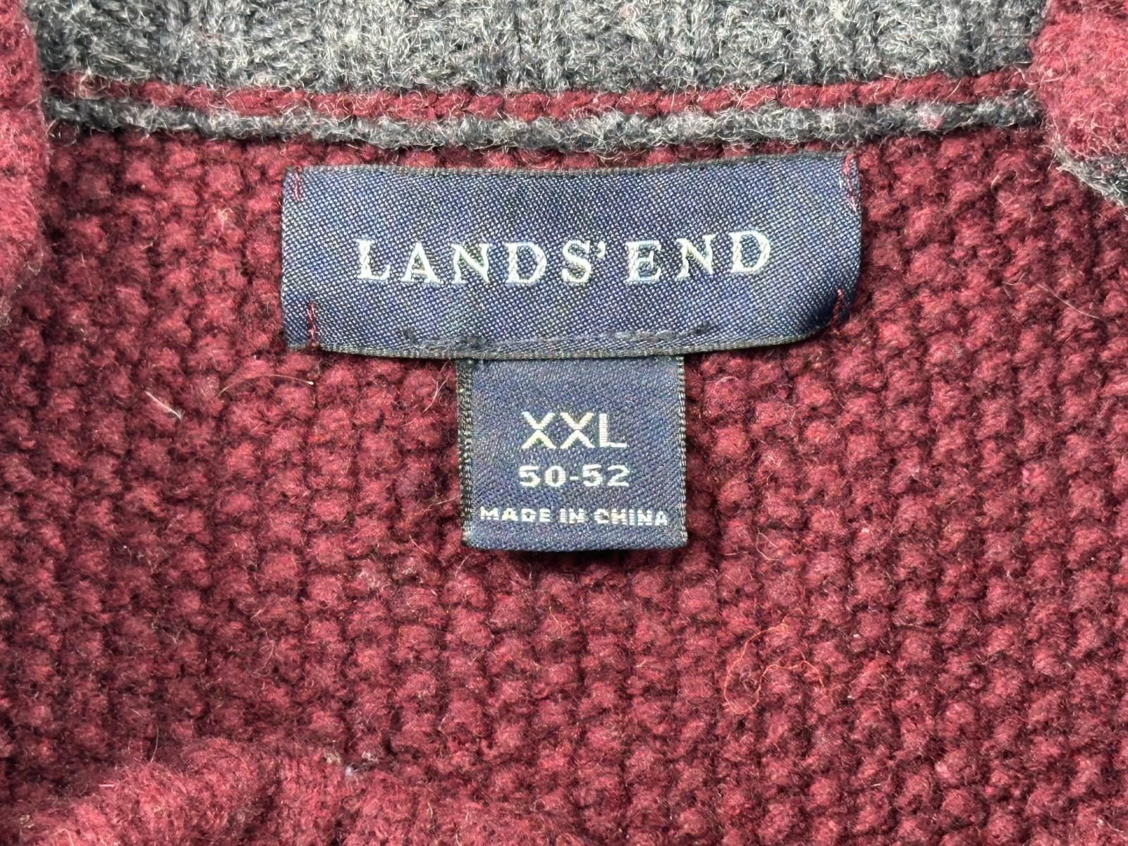 Lands' End Lands End Men 2XL Red 1/4 Button Heavy Knit Pullover Sweater Size US XXL / EU 58 / 5 - 8 Thumbnail
