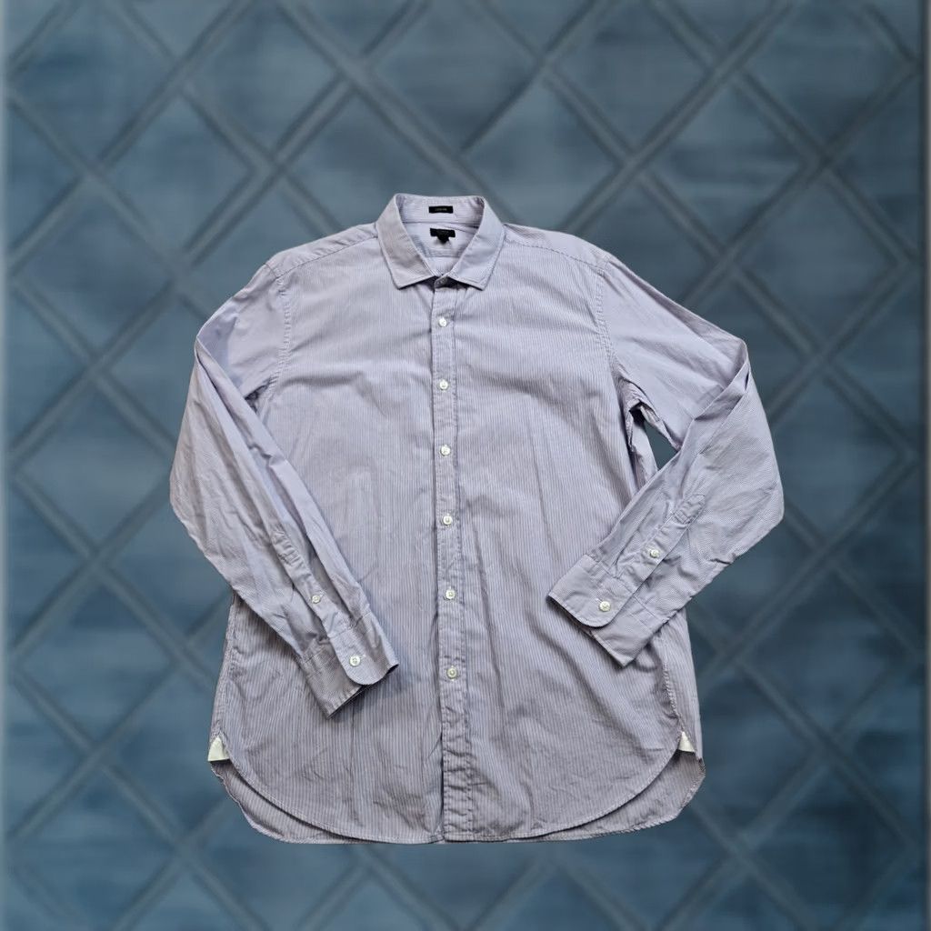 J.Crew J.CREW Ludlow Dress Shirt Mens XL Purple Stripe Cotton Long Sleeve Shirt Size 46R - 1 Thumbnail