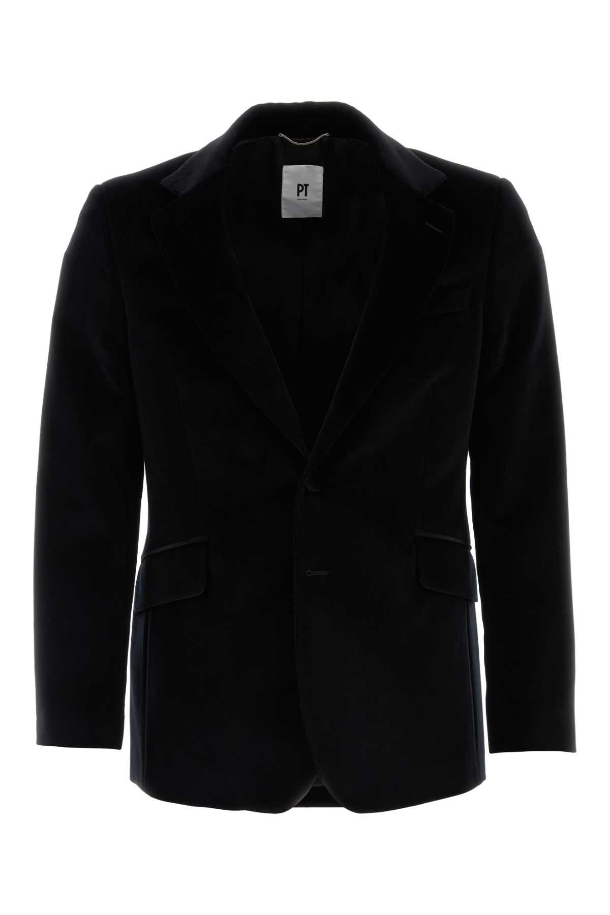 image of Pt Torino Black Wool Blazer, Men's (Size Large)
