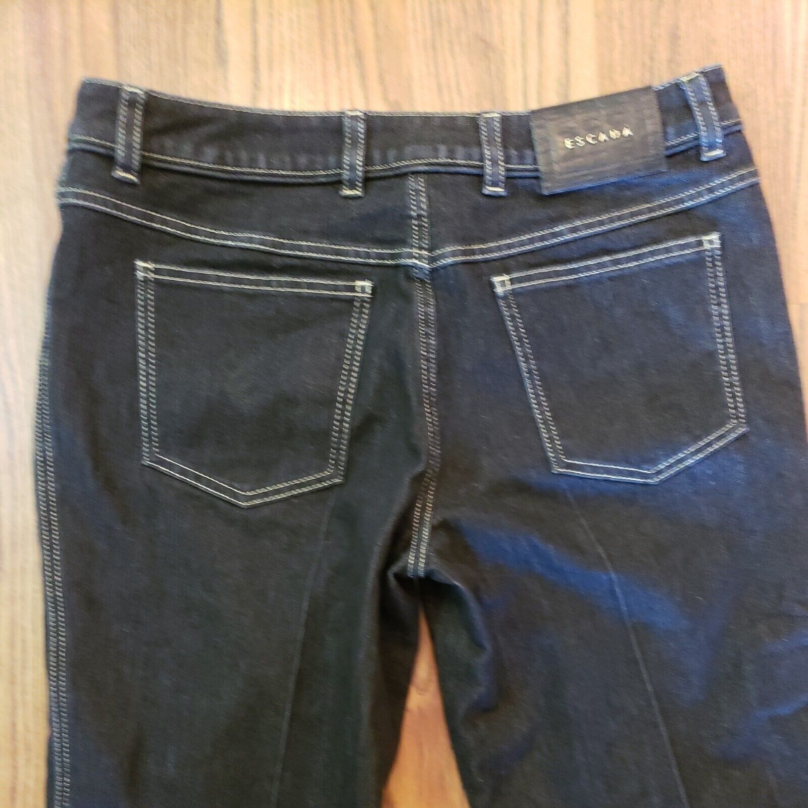 Escada Escada Jeans Womens 10 Italy 40 Black Gold Stitch Straight L Size 27" / US 4 / IT 40 - 3 Thumbnail