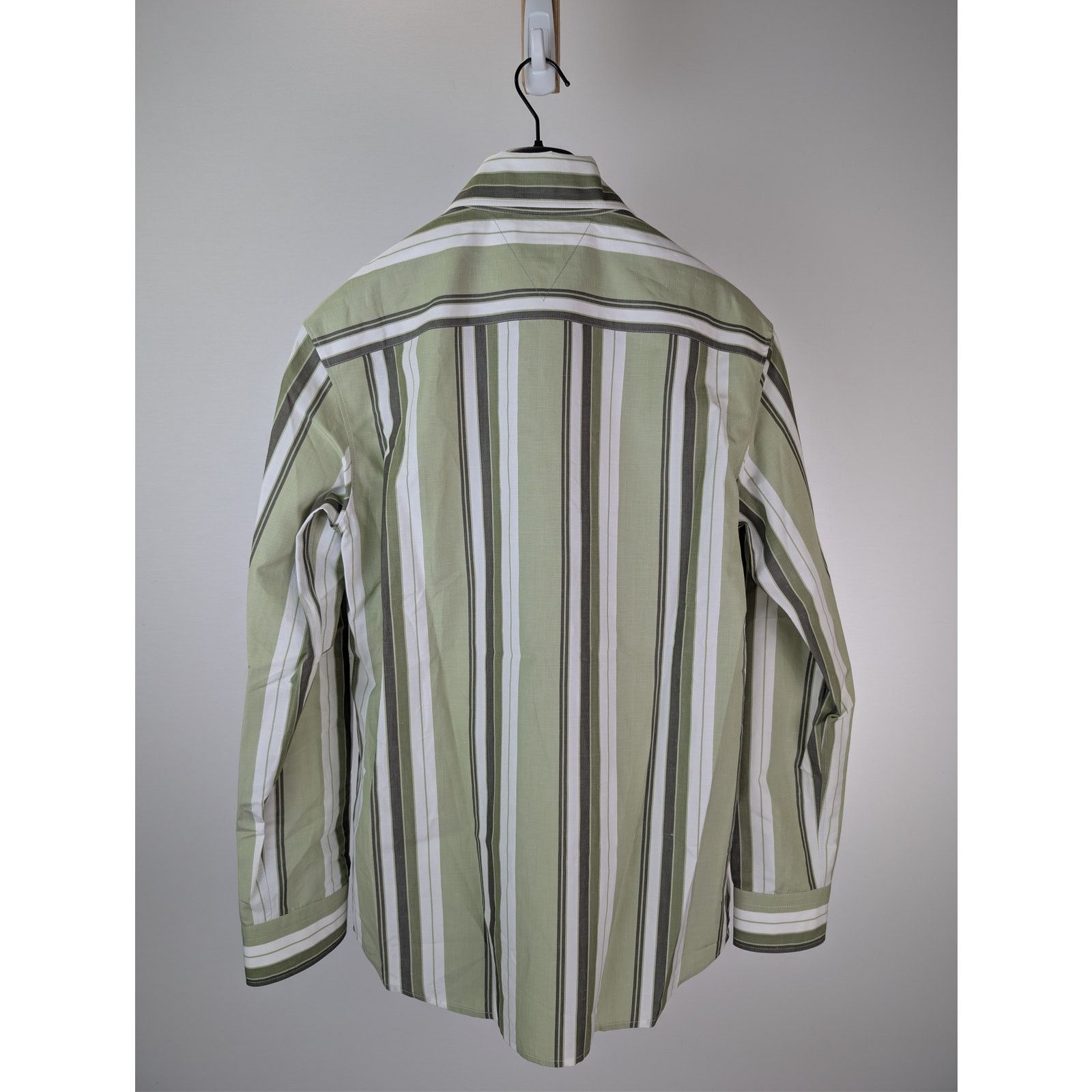 Bottega Veneta o1rshd1 Chunky Cotton Stripe Shirt Green/Olive Multi-Stripe Size US M / EU 48-50 / 2 - 10 Thumbnail