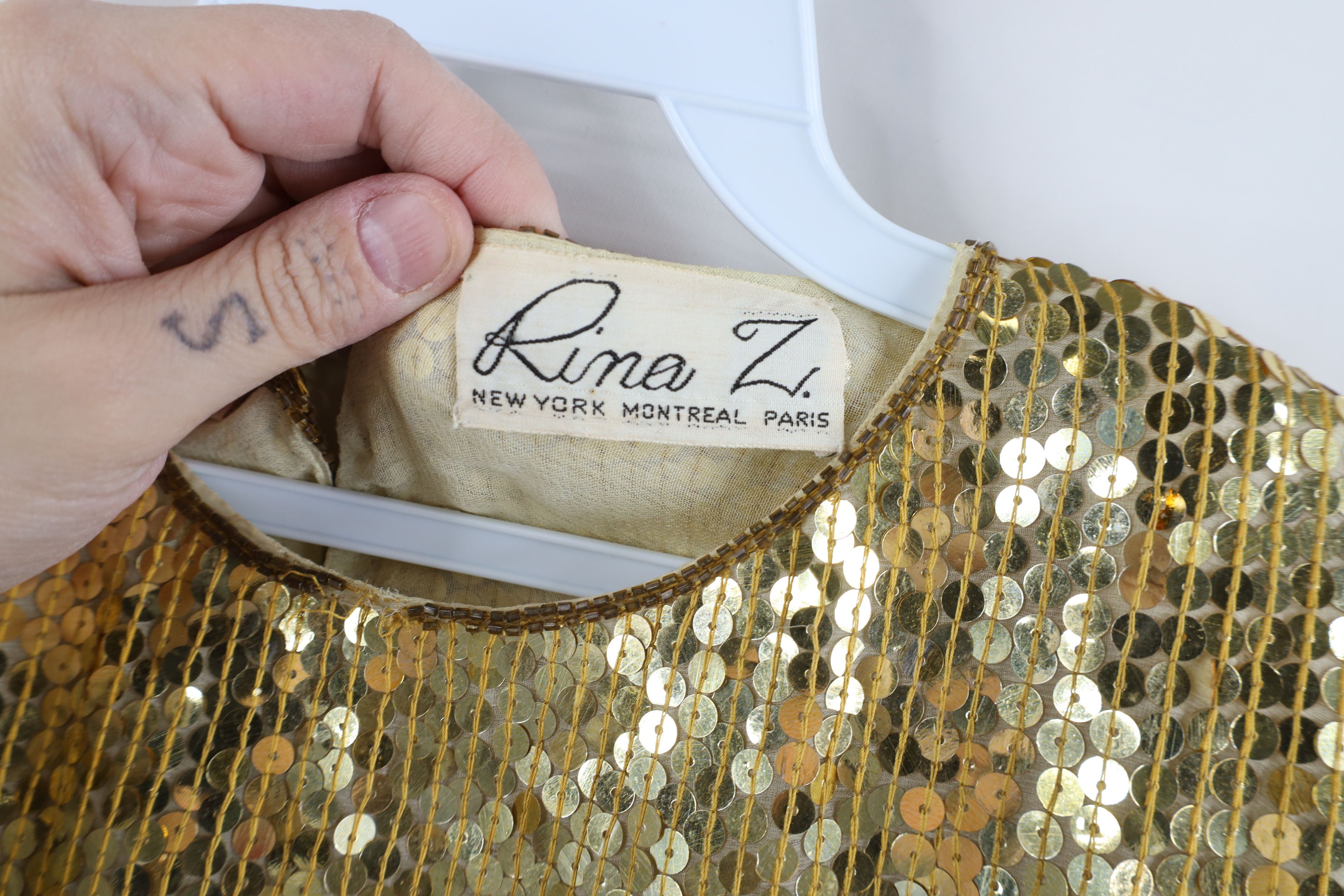 Vintage Vintage 80s 90s Rina Z Short Sleeve Disco Dance Shirt Gold Size L / US 10 / IT 46 - 5 Thumbnail