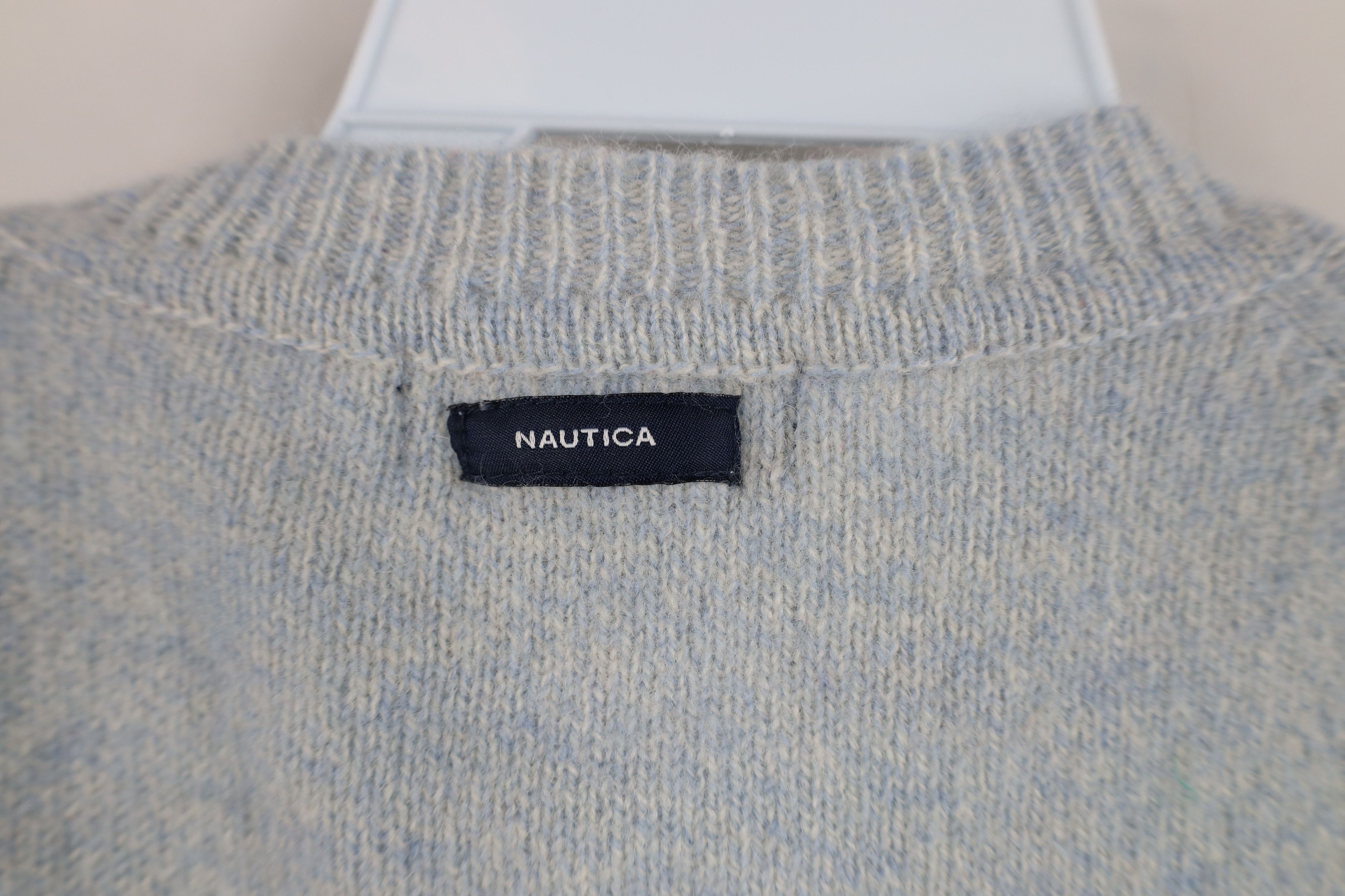 Nautica Vintage 90s Nautica Wool Knit V-Neck Sweater Vest Light Blue Size US L / EU 52-54 / 3 - 7 Thumbnail