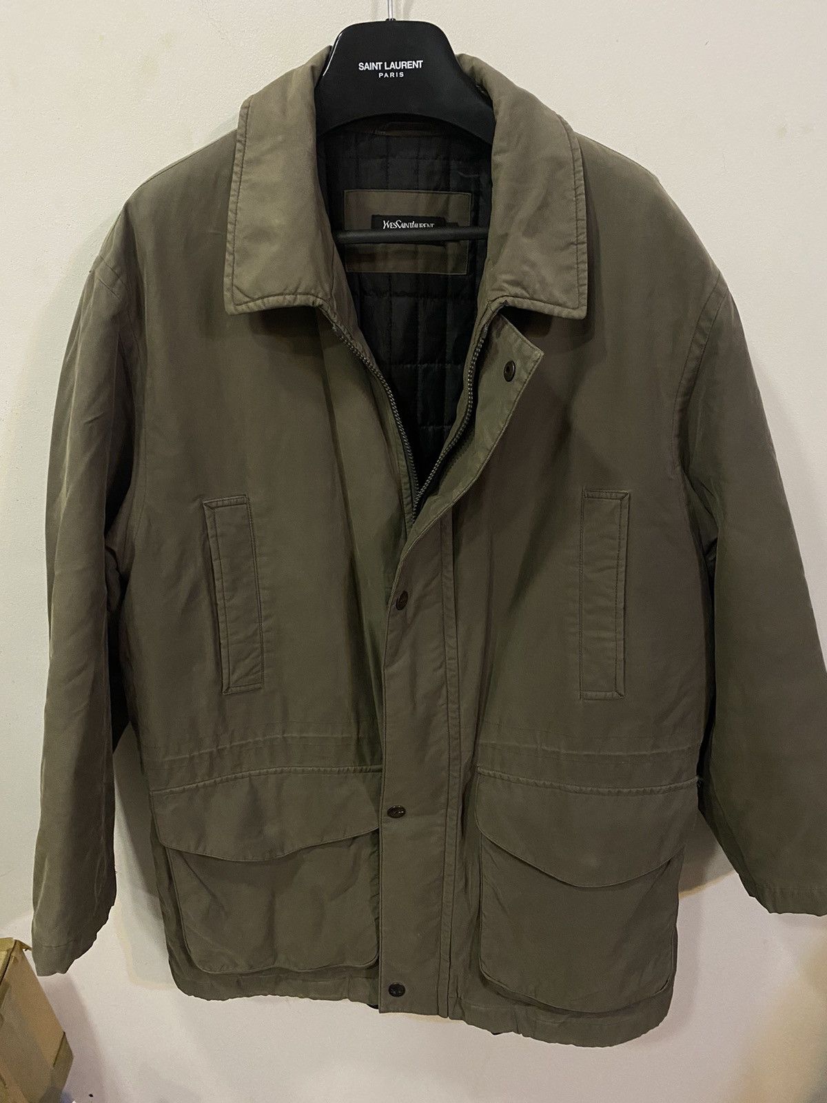 Yves Saint Laurent 90s Warm YSL Jacket Khaki Beige Parka Size US M / EU 48-50 / 2 - 9 Thumbnail