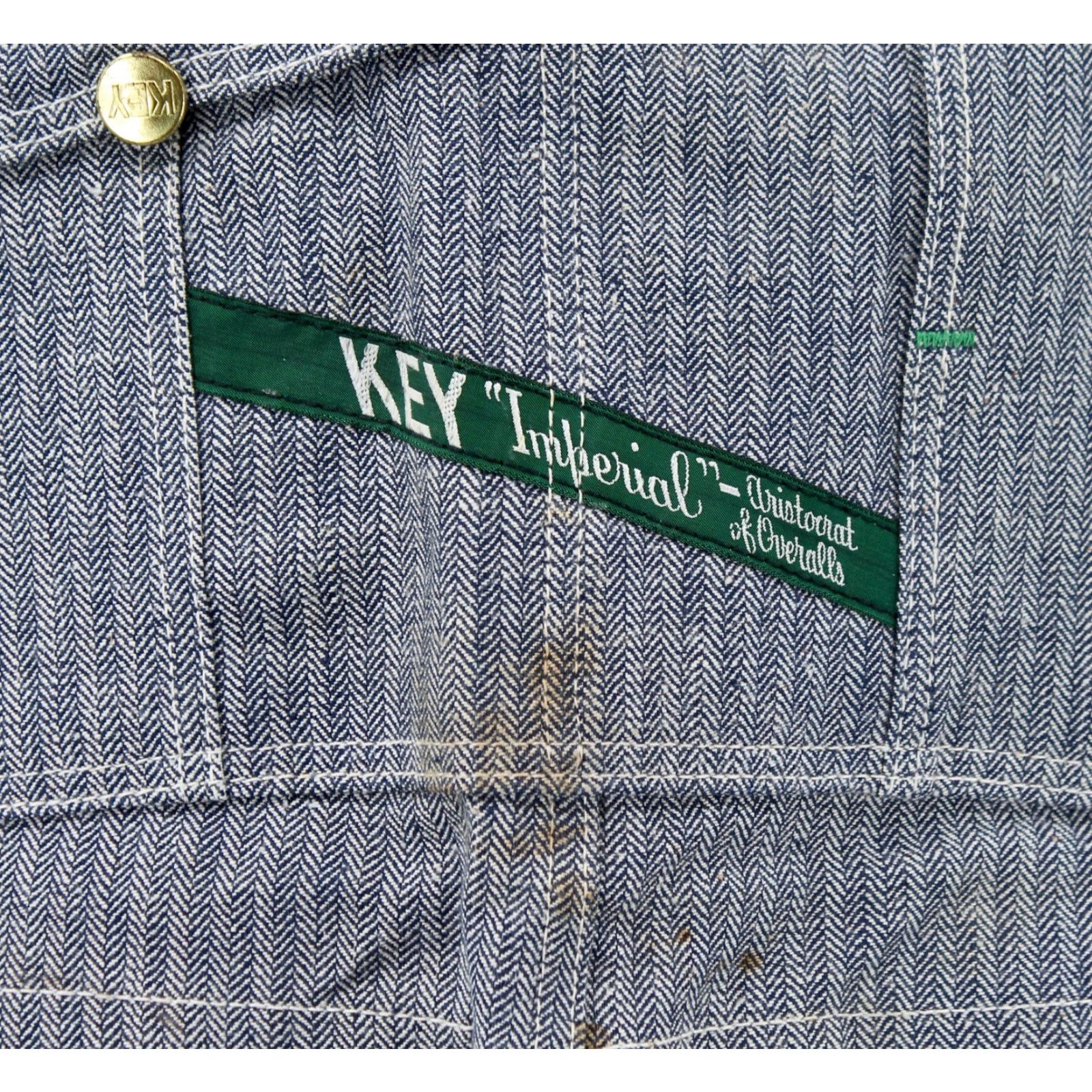 Vintage VINTAGE Key Denim Overalls Shirt Mens 70s HBT Striped Blue Cotton Medium 1970s 28.5in Inseam Size US 31 - 3 Thumbnail