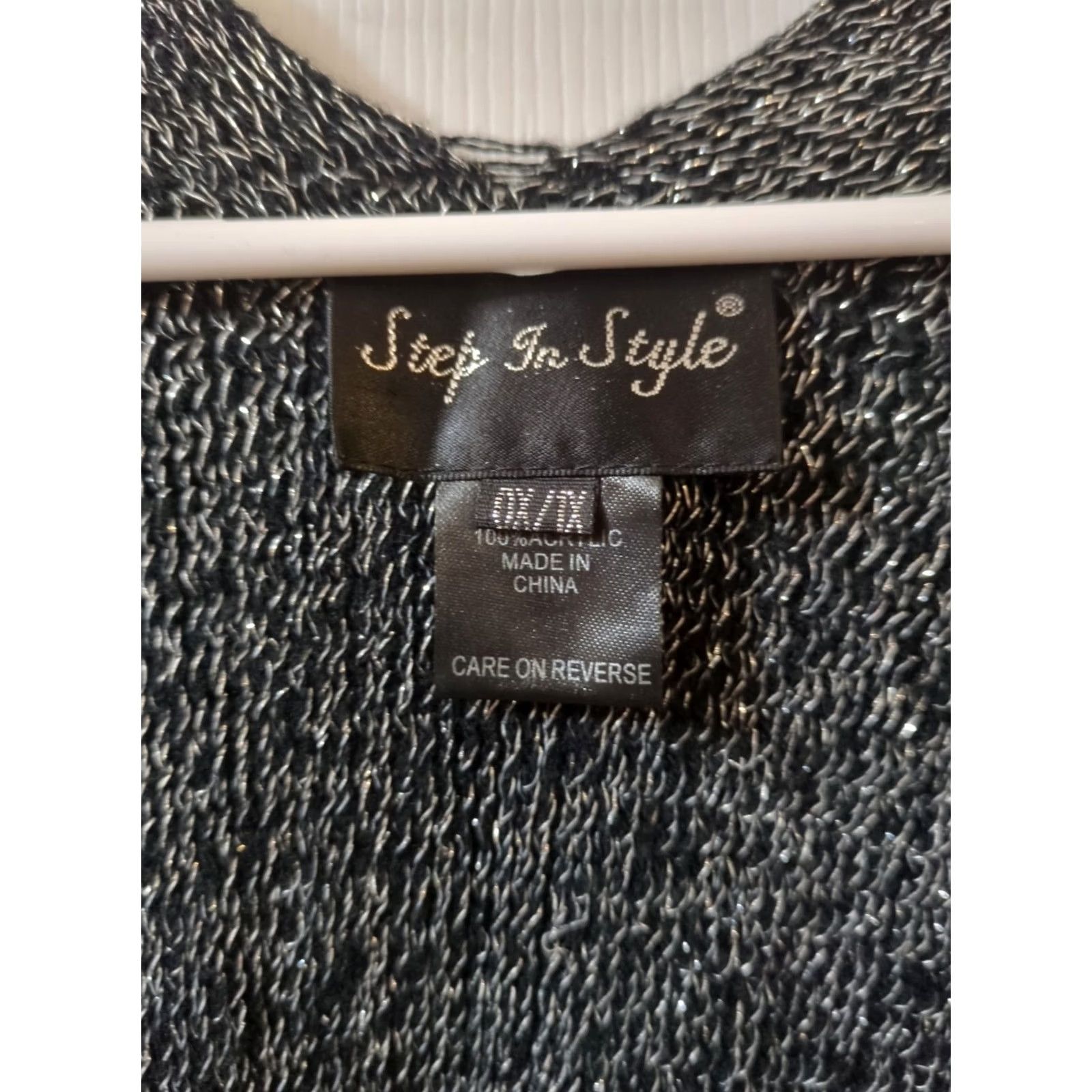 Vintage Step In Style 0X/1X Dressy Shawl Black Metallic Womens Shawl Top Dress Length Top Plus Size 0X/1X Womens Size XL / US 12-14 / IT 48-50 - 2 Thumbnail