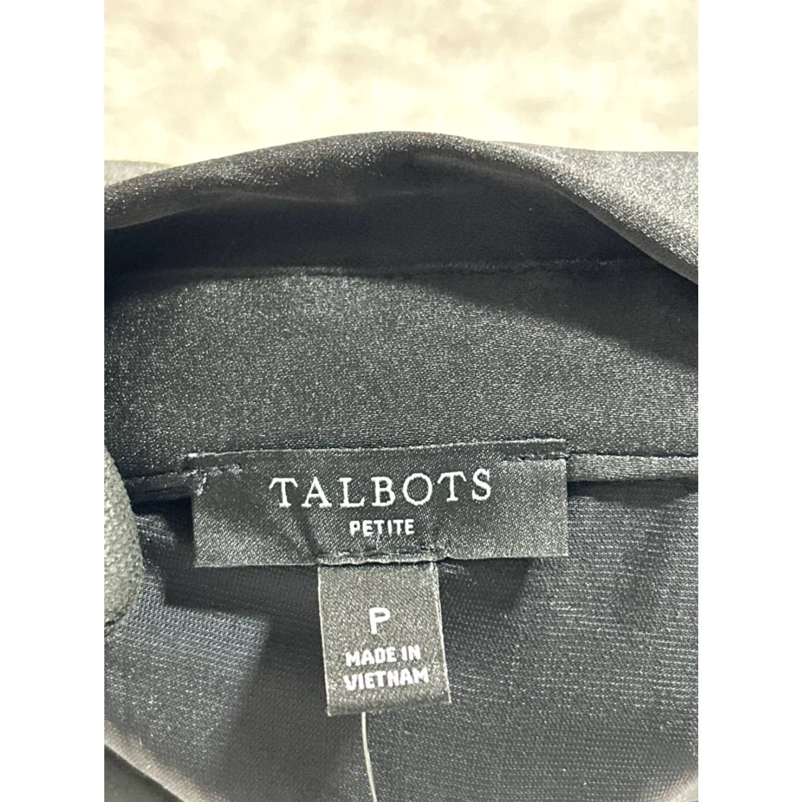 Talbots Talbots Shirt Dress Womens Petite 0P Black Velvet Long Sleeve Button Collared Party Cocktail New Size XS / US 0-2 / IT 36-38 - 3 Thumbnail