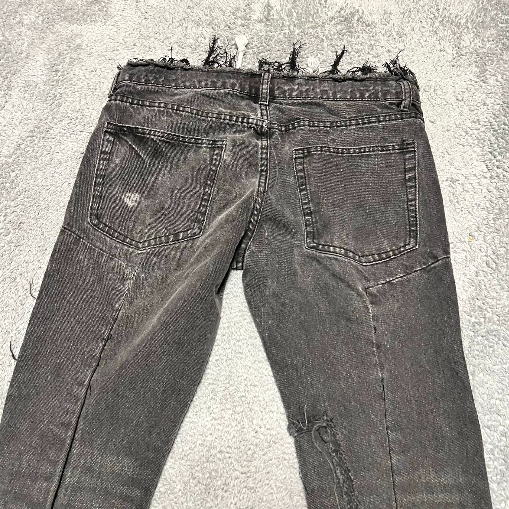 MNML MNML Jeans Mens 33 Black Distressed Slim Rope Drawstring Button Fly 34x32.5 Inseam 32 Mens Size US 33 - 4 Thumbnail