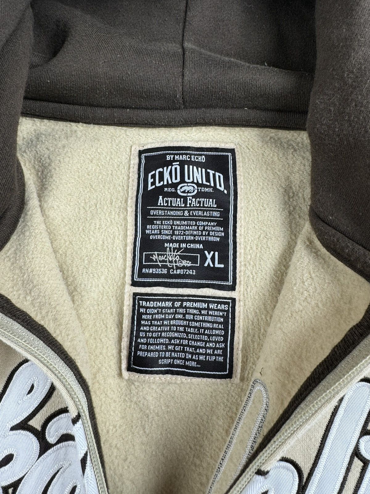Ecko Unltd. Vintage Ecko Unltd by Marc Ecko Rap Skate Beige Zip Hoodie Size US XL / EU 56 / 4 - 9 Thumbnail