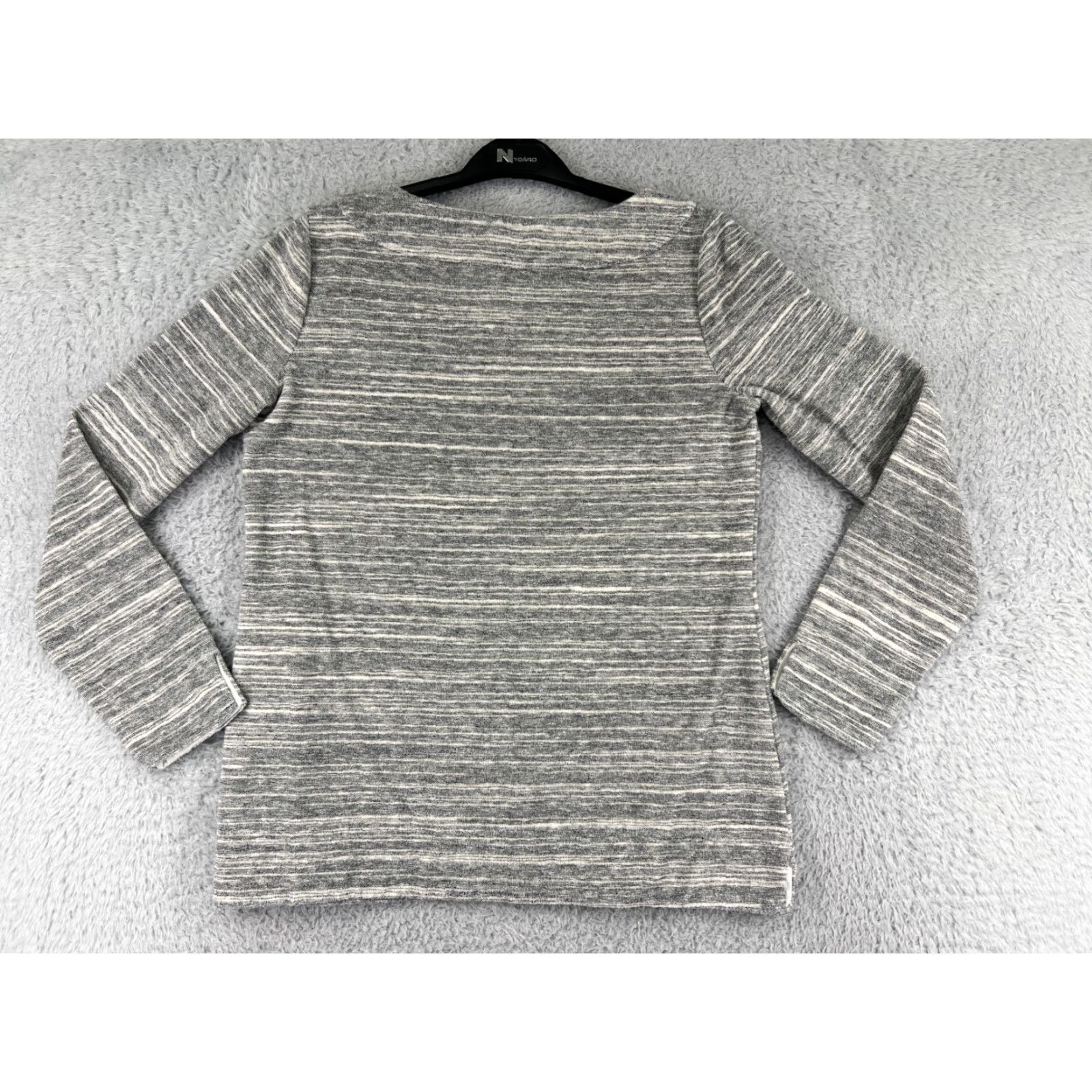 Talbots Talbots Shirt Women Small Gray Striped Long Sleeve Round Neck Casual Cotton Blend Size S / US 4 / IT 40 - 2 Thumbnail