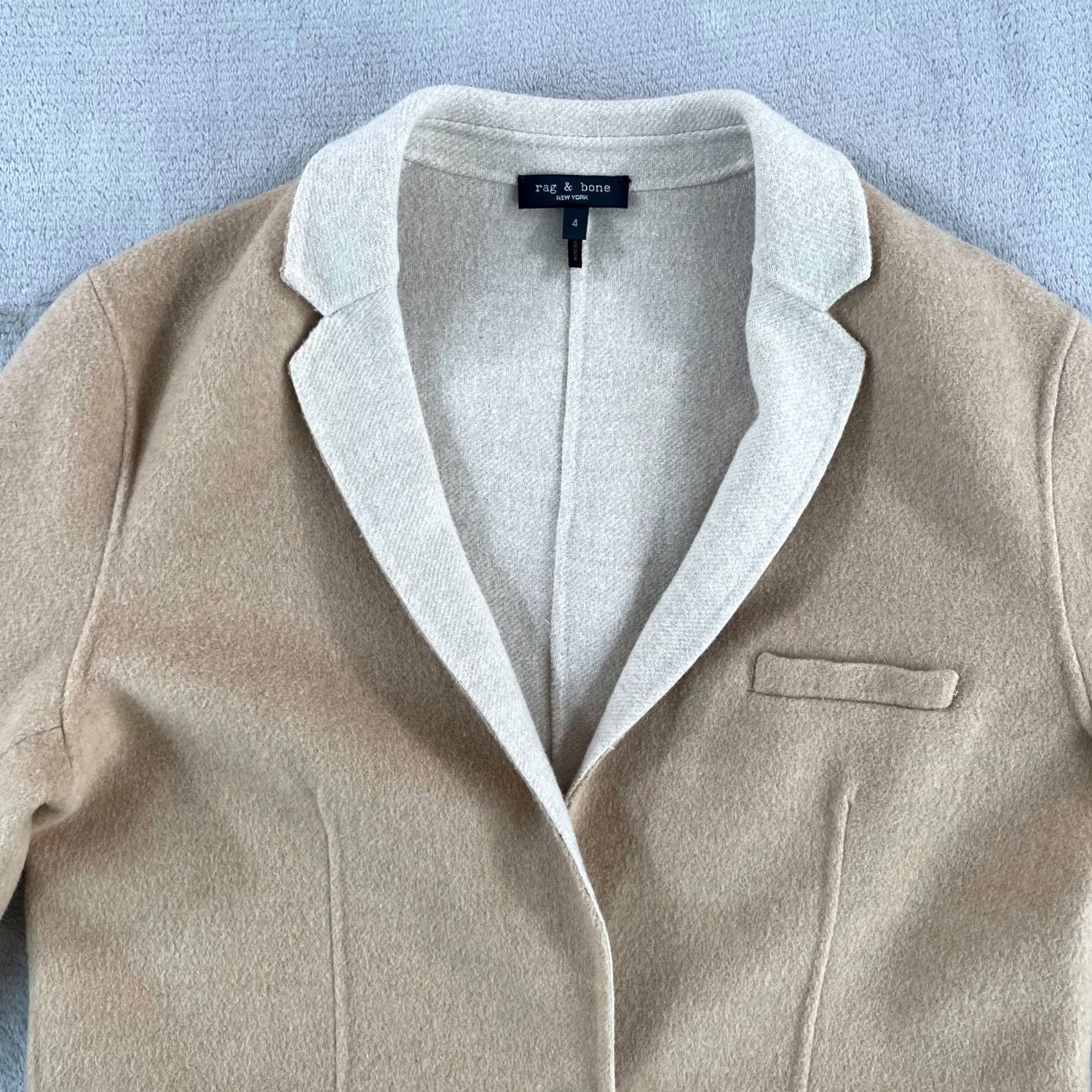 Rag & Bone rag & bone Margot Blazer Women 4 Sand Wool Blend Front Button Pockets Denim? Size S / US 4 / IT 40 - 3 Thumbnail