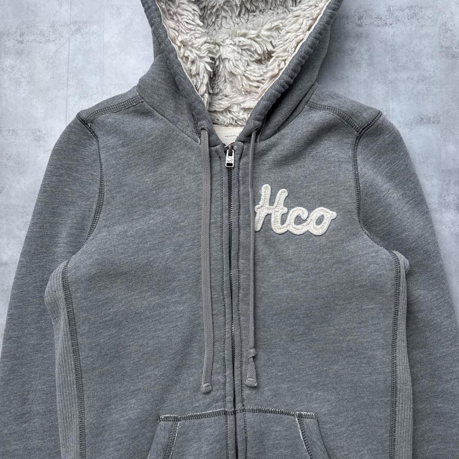 Other Y2K Hollister Gray Sherpa Lined Zip Up Hoodie Jacket Size M / US 6-8 / IT 42-44 - 3 Thumbnail
