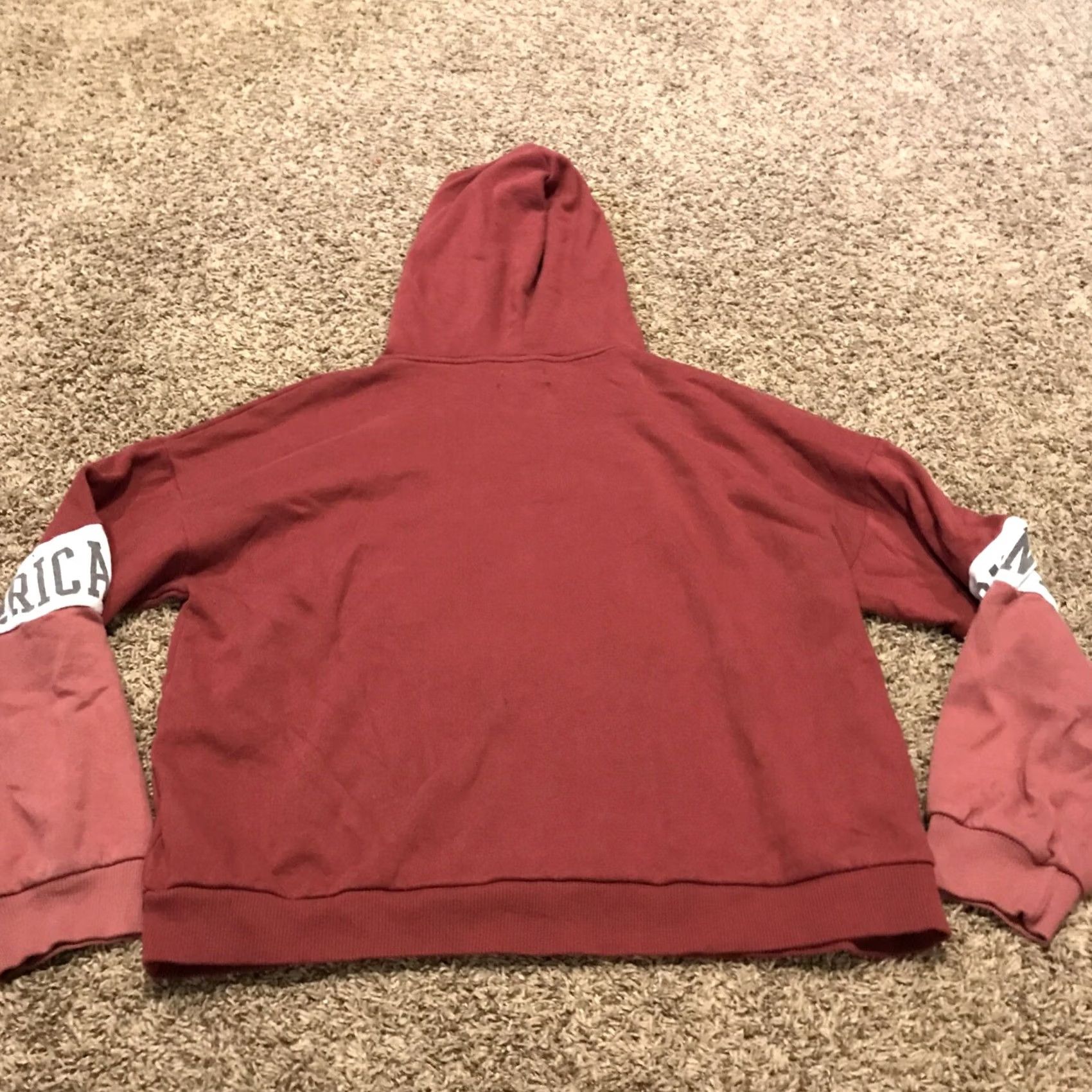 American Eagle Outfitters american eagle Outfitters Hoodie Pullover Women's M Red Cotton Blend Fleece Logo Hoodie All Seasons Vintage: No Size M / US 6-8 / IT 42-44 - 3 Thumbnail