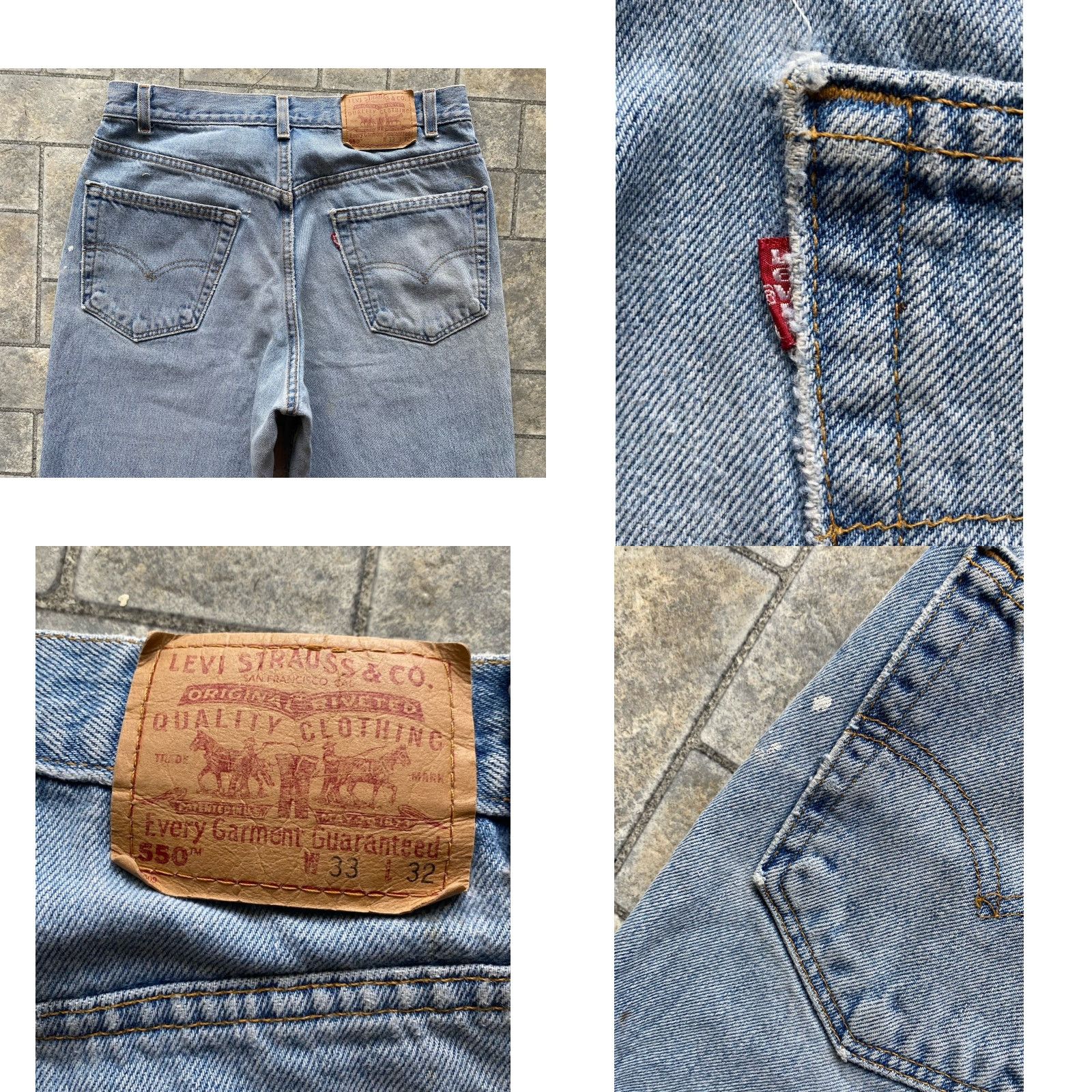Levi's VINTAGE Levi’s 550 Jeans Men 33x32 Blue USA Inseam 32 Flaws Wear Relaxed Fit Pants Size US 33 - 10 Thumbnail