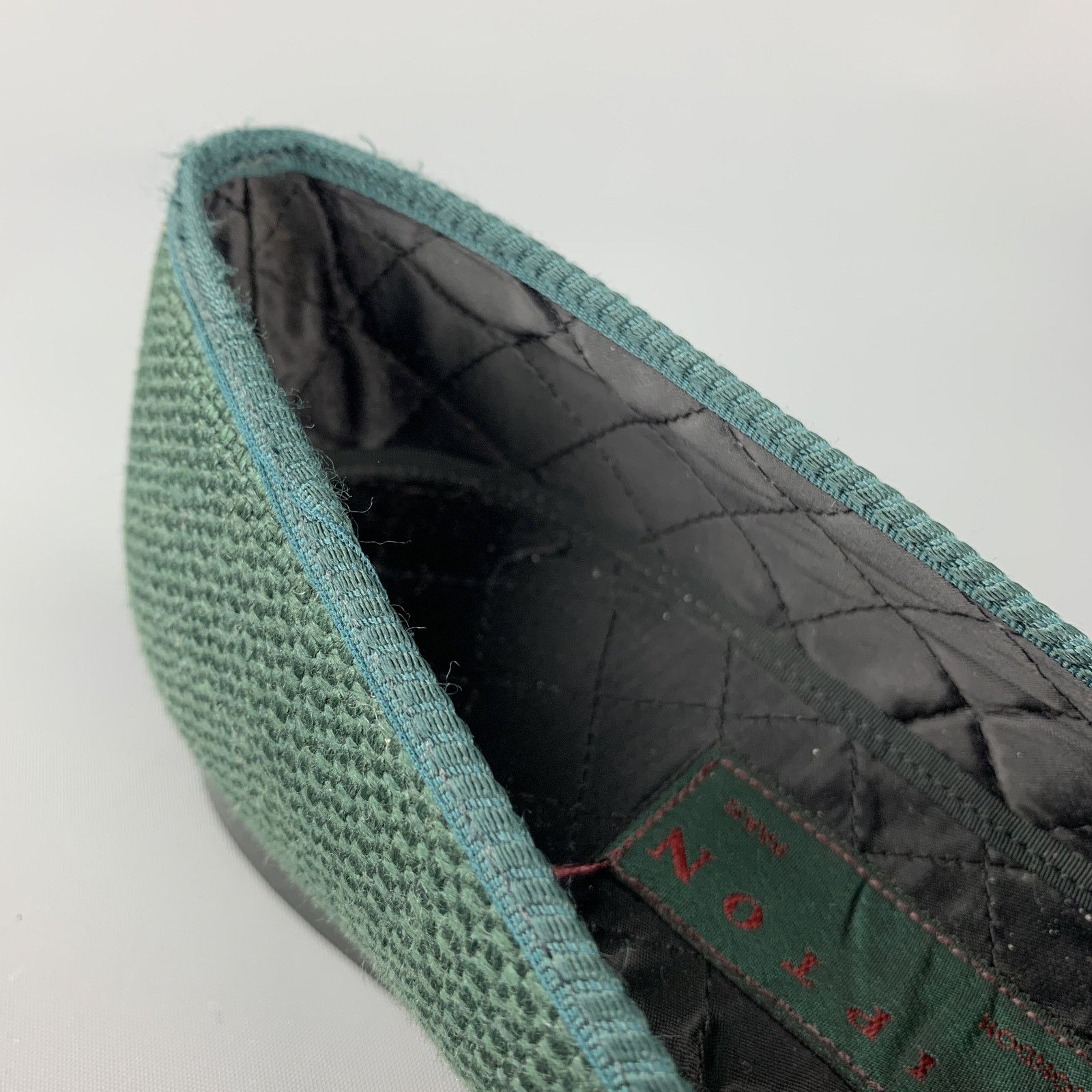 Other 8 Forest Green Woven Silk Embroidery Slippers Loafers Size US 8 / EU 41 - 9 Thumbnail
