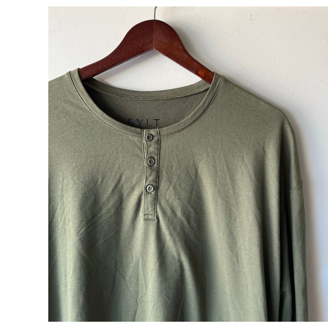 BYLT Premium Basics BYLT Basics Drop-Cut Henley Shirt Mens Green Lux Size 2XL Size US XXL / EU 58 / 5 - 2 Thumbnail