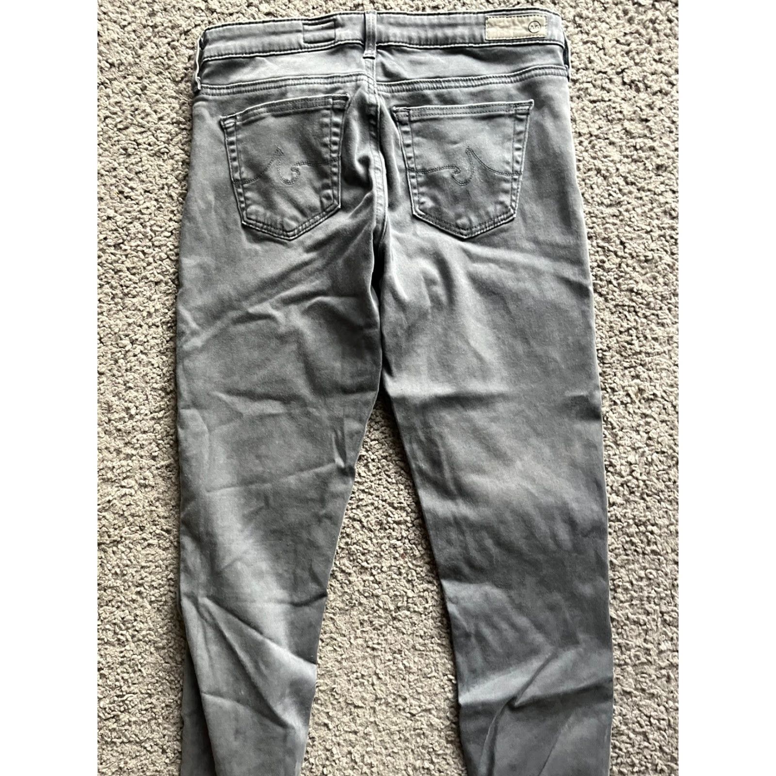 Vintage AG Adriano Goldschmied The Stilt Gray Jean Wash 25R Denim Straight 5-Pocket Cropped Mid Rise Women Jeans Size 42" / US 20 - 2 Thumbnail