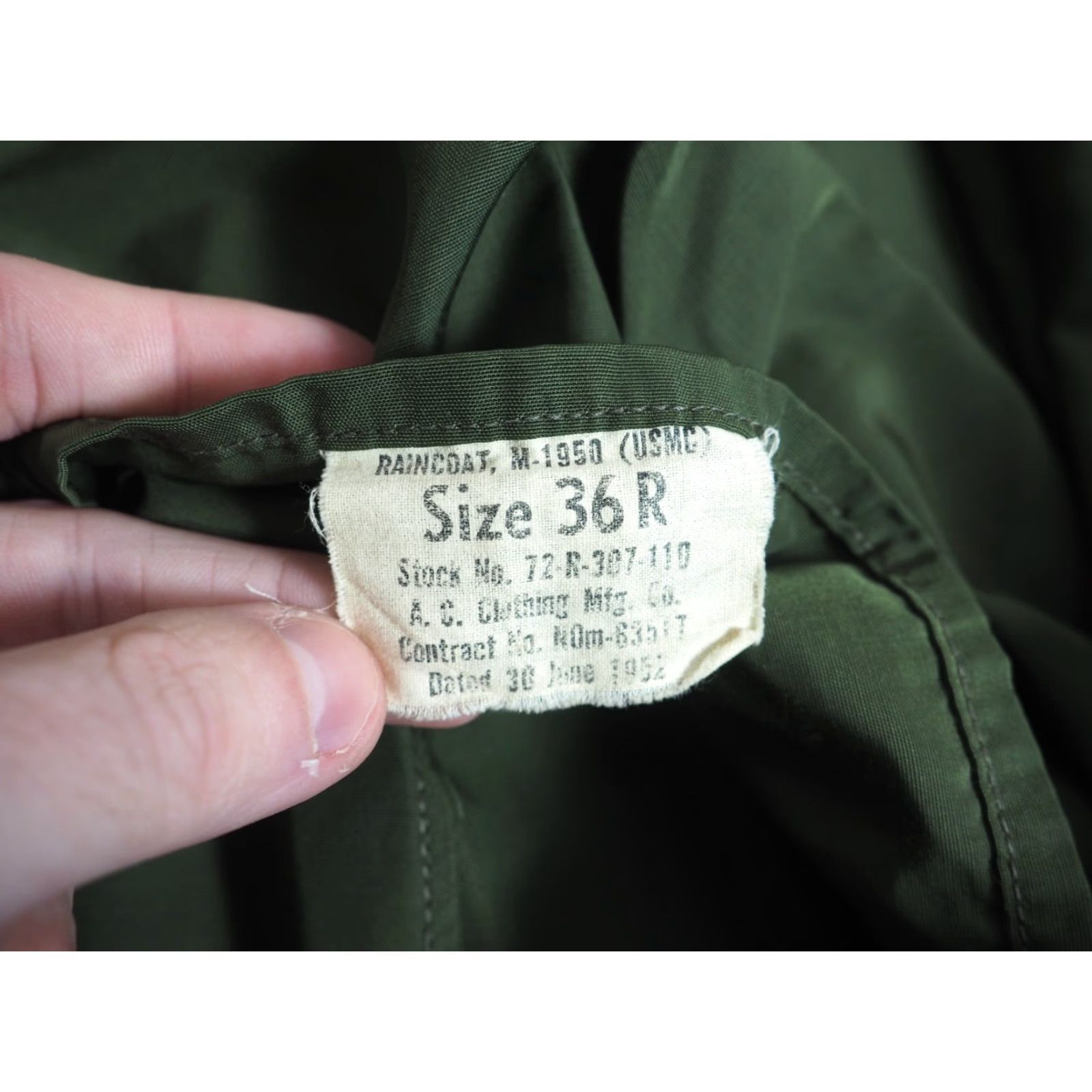 Olive VTG 50s USMC Army Military OG Olive Green M-1950 Korea War Raincoat Mens 36R Shirt? Size US S / EU 44-46 / 1 - 6 Thumbnail
