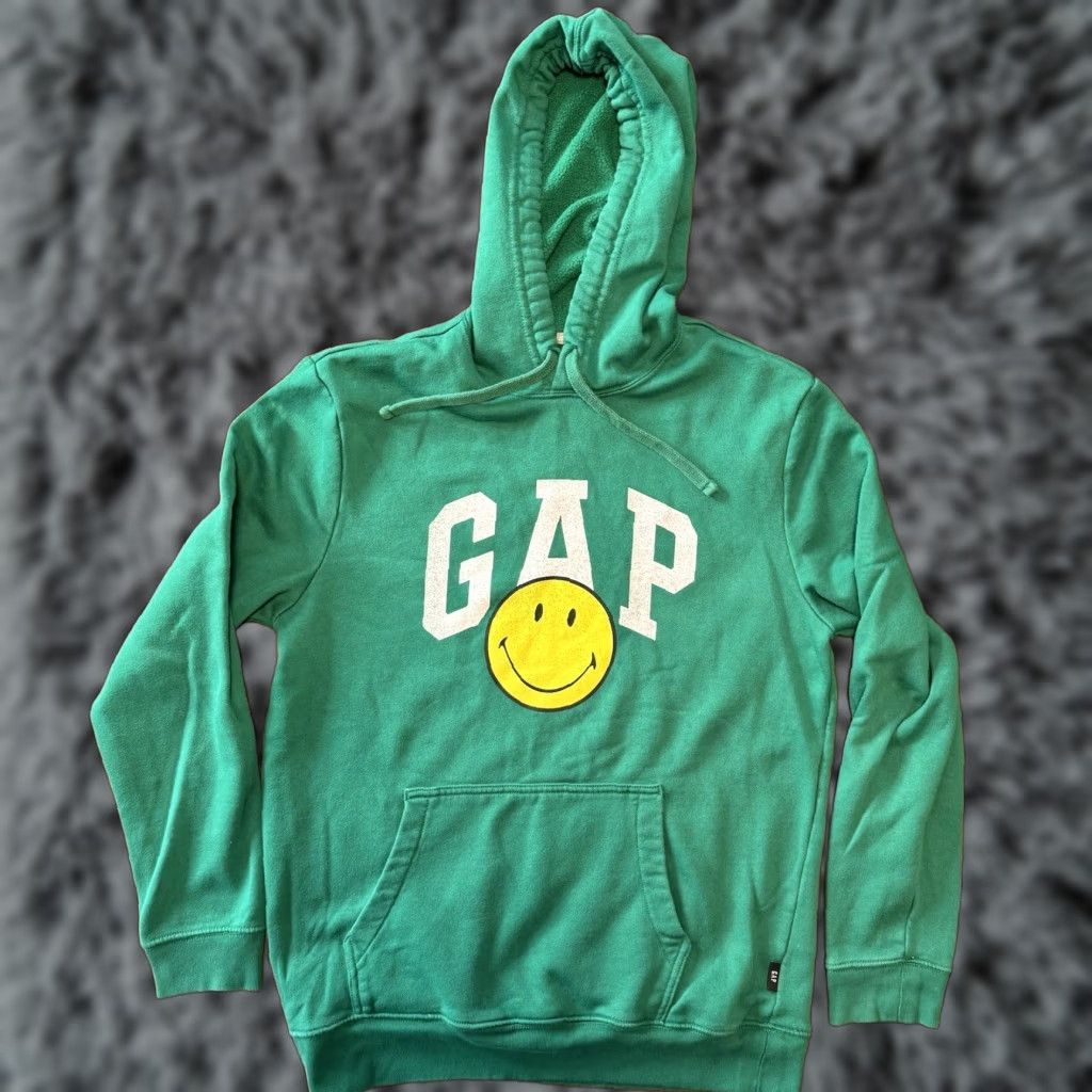 Gap GAP Smiley Hoodie Men’s Size Medium Green Yellow Pullover Hooded Logo Pocket Series Holiday Green Mens Regular Size Medium Hoodie Size US M / EU 48-50 / 2 - 1 Thumbnail