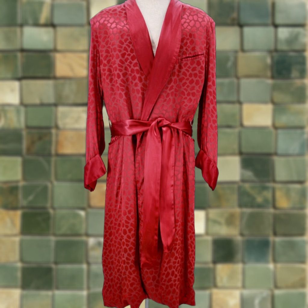 Vintage VTG State O Maine 50s Robe / Smoking Jacket Shirt Adult L Red 1950s Vintage Mens Size US M / EU 48-50 / 2 - 1 Thumbnail