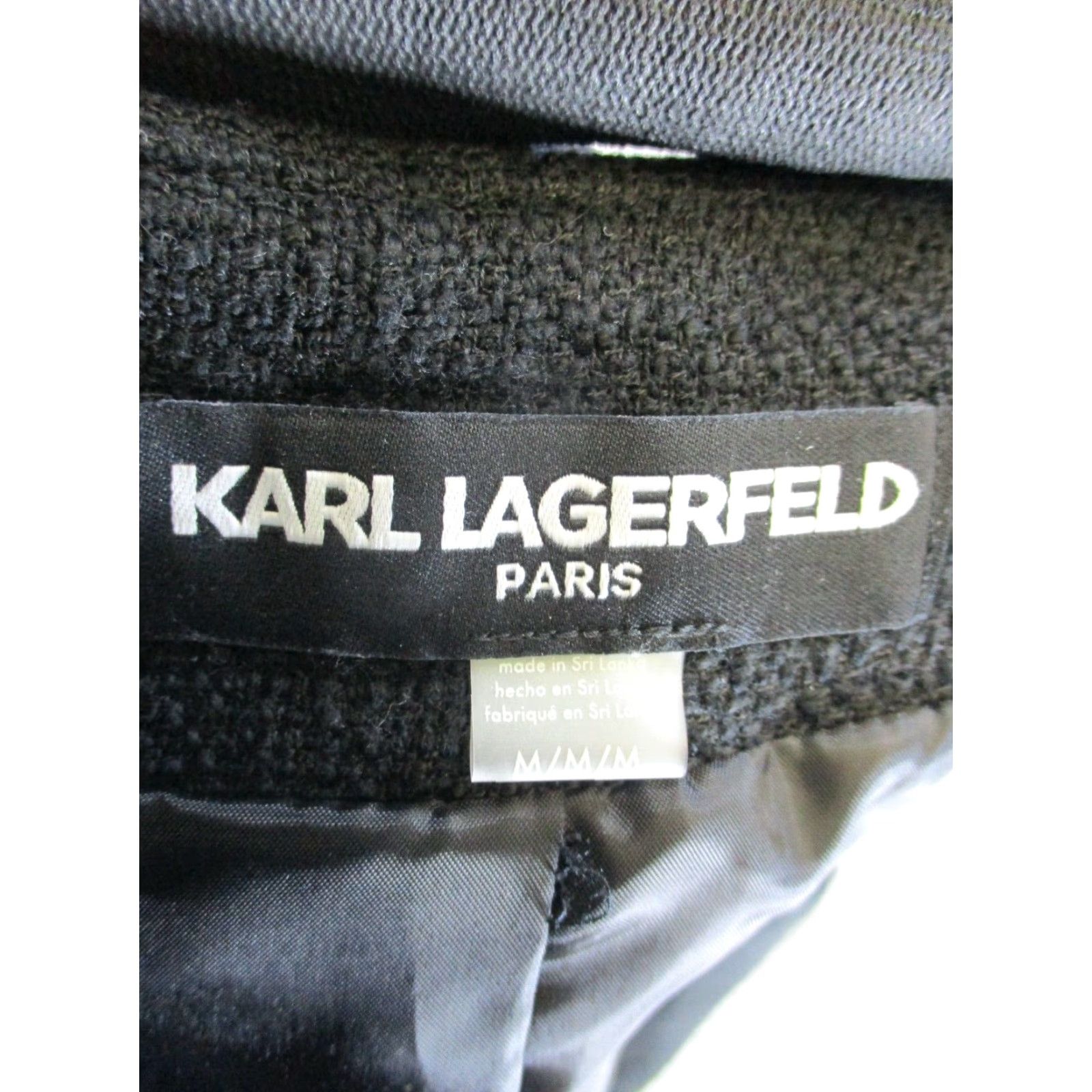 Karl Lagerfeld Karl Lagerfield Paris Womens Blazer Medium Black Cotton Open Front Sports Coat Size M / US 6-8 / IT 42-44 - 3 Thumbnail