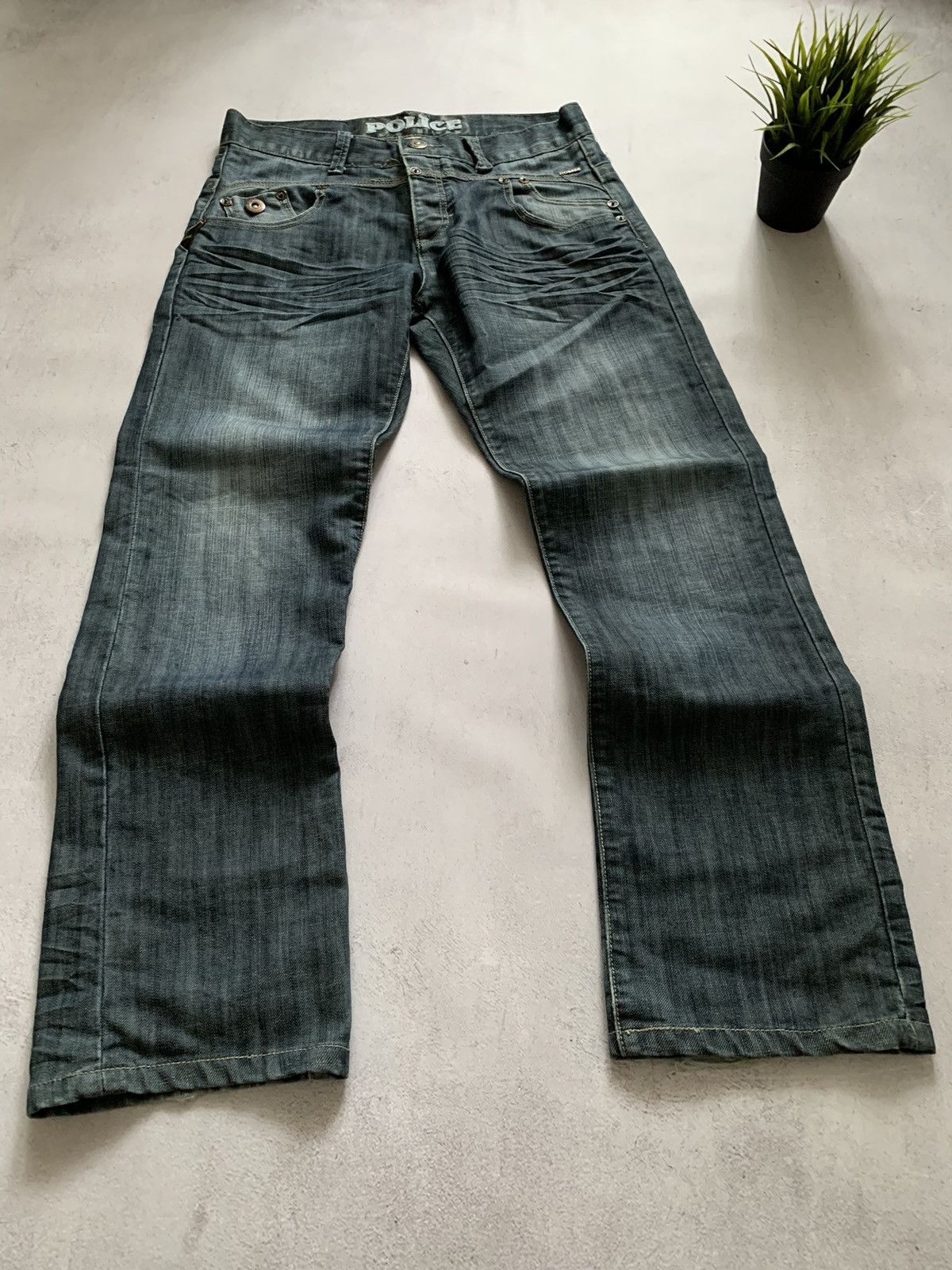 Japanese Brand 883 Police Jeans Dirty Baggy Denim Pants Distressed Crazy Size US 32 / EU 48 - 2 Thumbnail