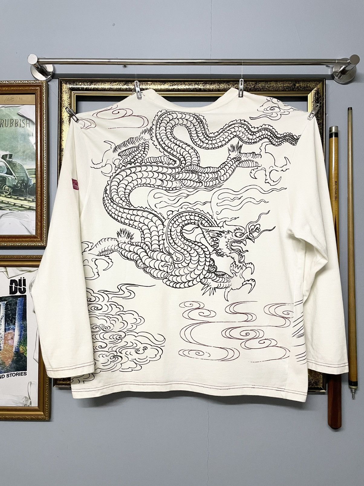 Vintage Japan Karakuri Tamashi Dragon Big Print Traditional