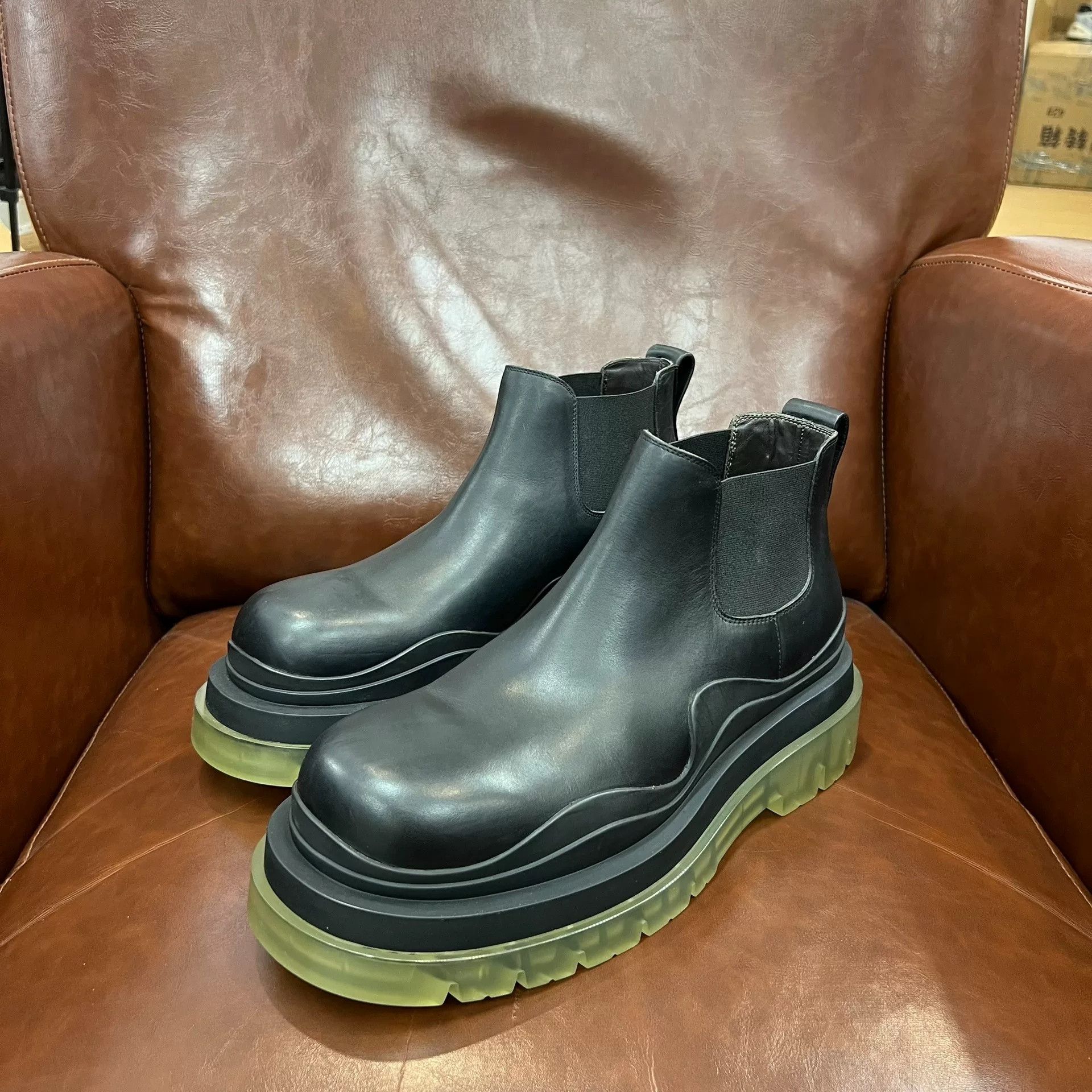 Bottega Veneta BV Black Green Jelly Sole Low Boots Size US 9.5 / EU 42-43 - 1 Thumbnail