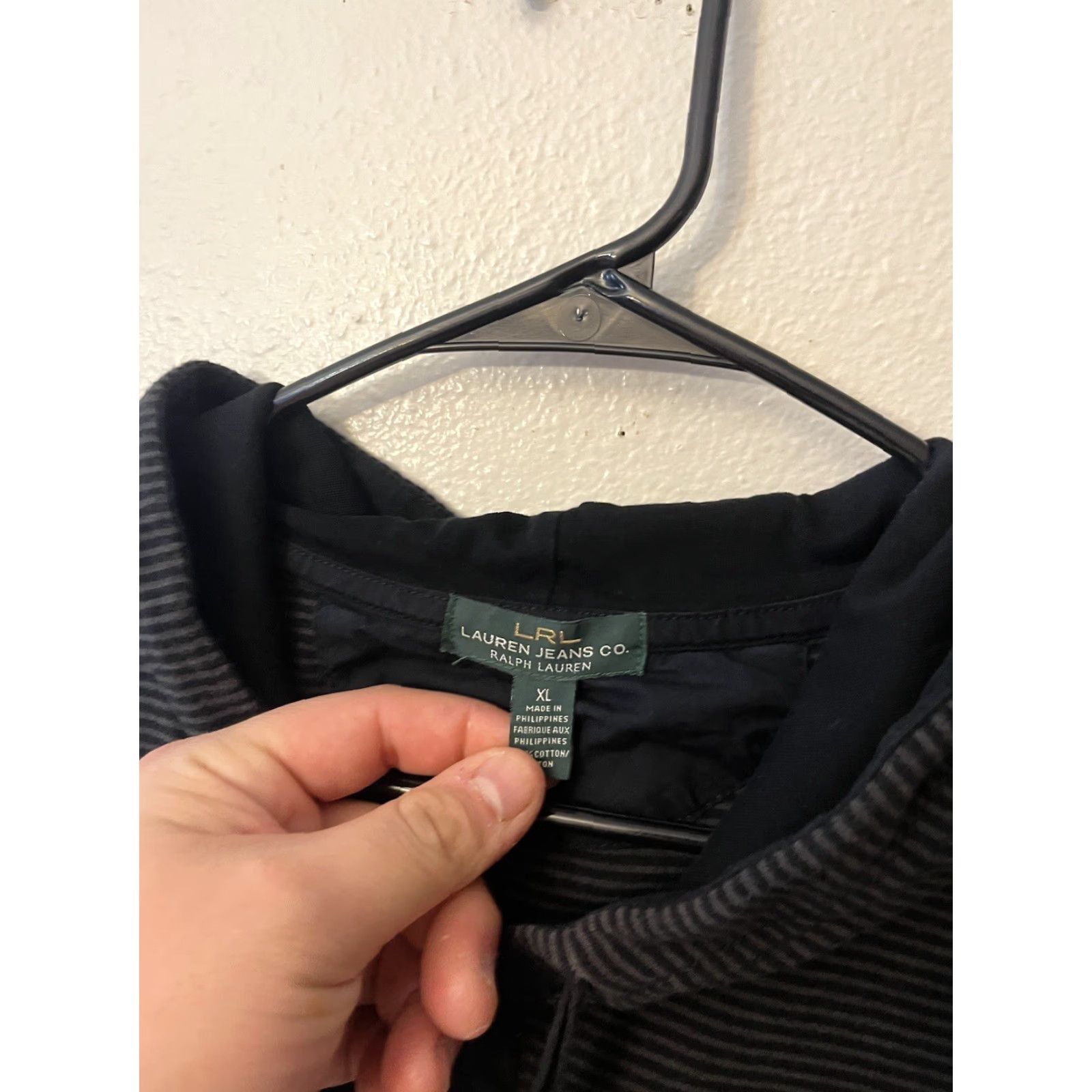 Ralph Lauren VINTAGE Lauren Ralph Lauren Sweater Women's XL Black Striped Pullover Hooded Knit Casual Winter Mens Size XL / US 12-14 / IT 48-50 - 2 Thumbnail