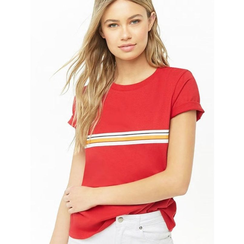 Forever 21 Forever 21 Red Striped Short Sleeve T-Shirt Size Small Size S / US 4 / IT 40 - 6 Thumbnail