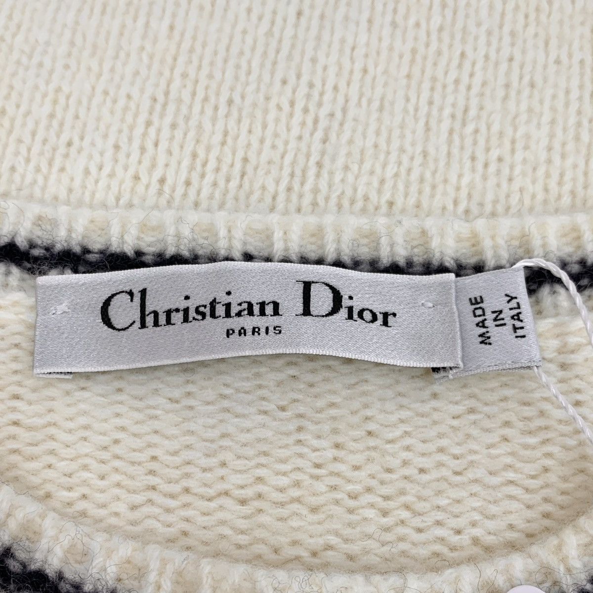 Dior Dior Beige Striped Monogrammed Appliqué Wool Knit Sweater Size S / US 4 / IT 40 - 7 Thumbnail