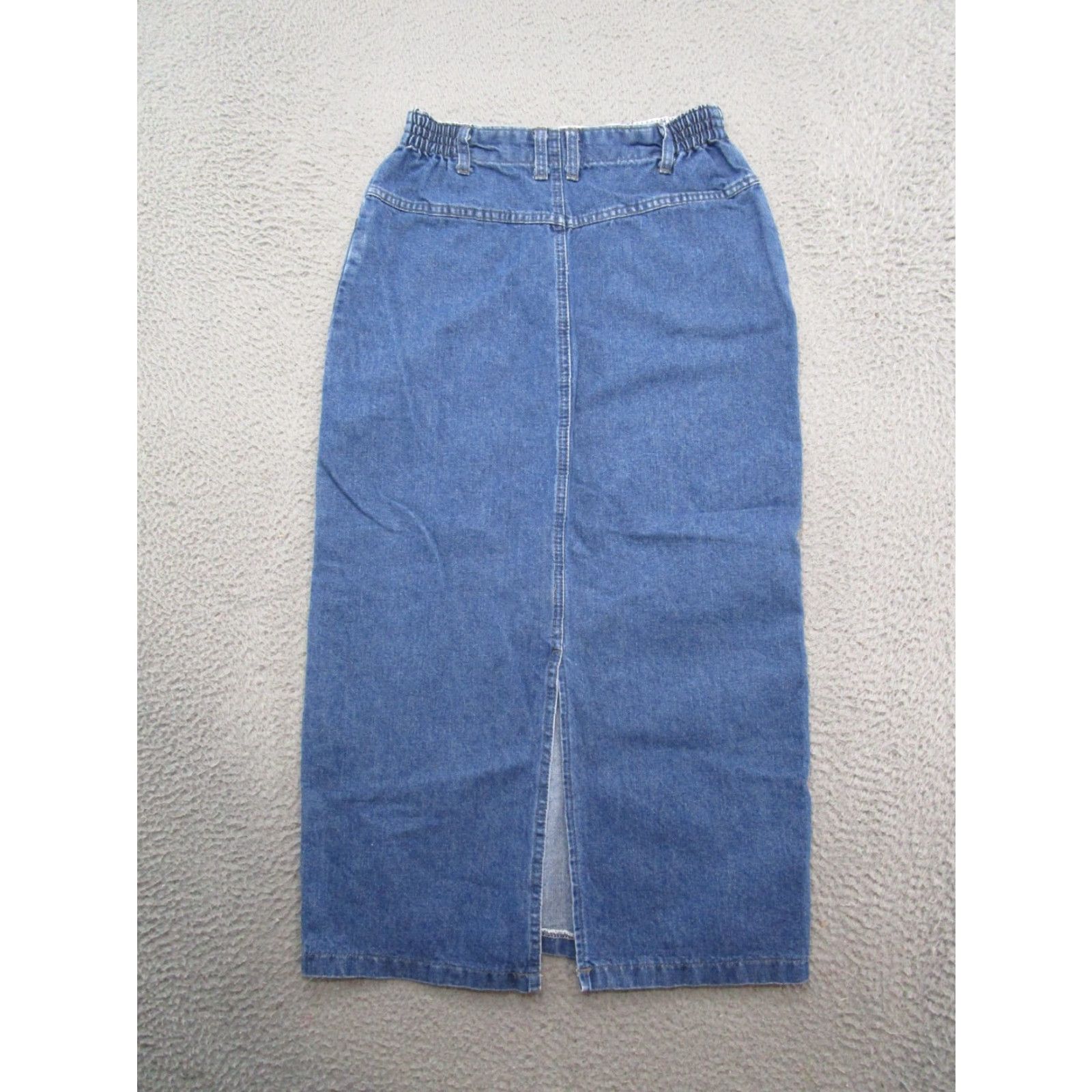 Lee VINTAGE 90s Lee Denim Skirt Women's Size 6 Elastic Waist Long Straight & Pencil Blue 90s Theme Womens Size 28" / US 6 / IT 42 - 7 Thumbnail