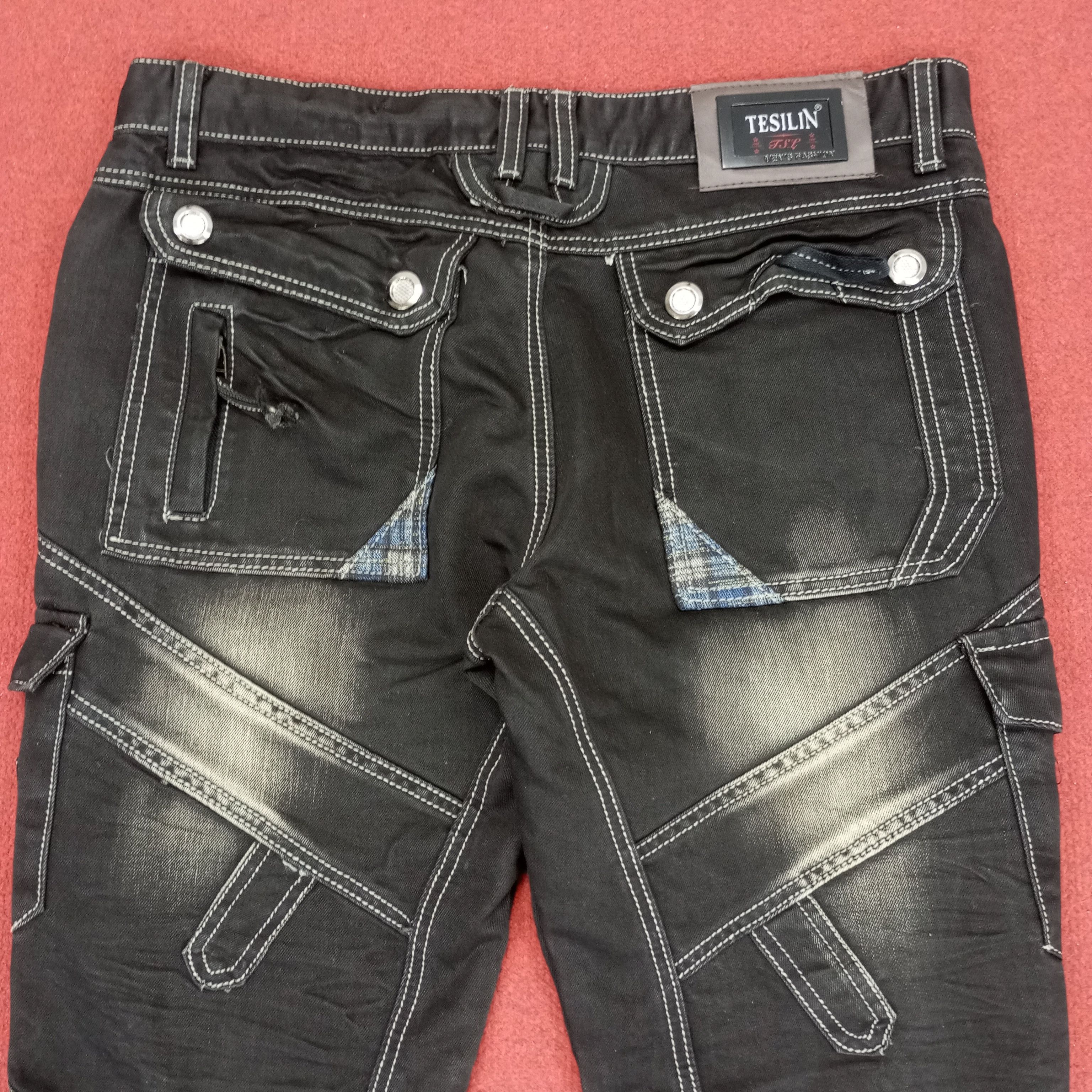 Vintage Tesilin Jeans Fashion Rock Punk Cargo Style Jeans Size US 35 - 5 Thumbnail